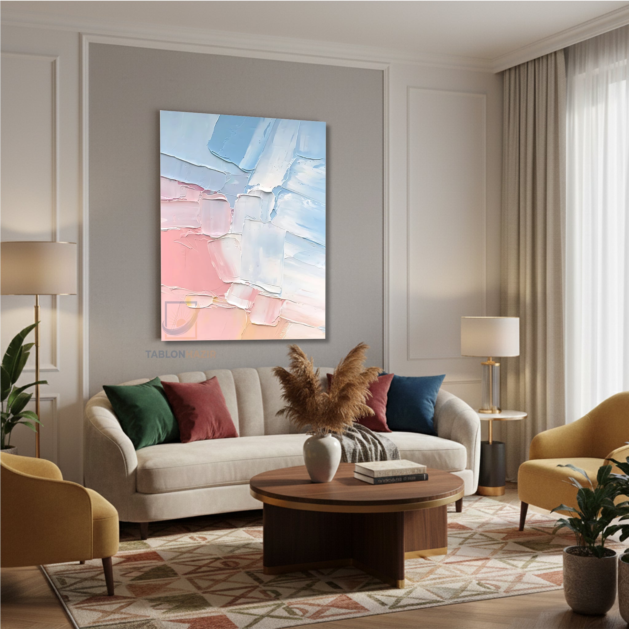 Dikey Kanvas Tablo Salon Duvar Tablosu Soyut 0029 Yeni Ev Hediyesi Ofis Tablosu