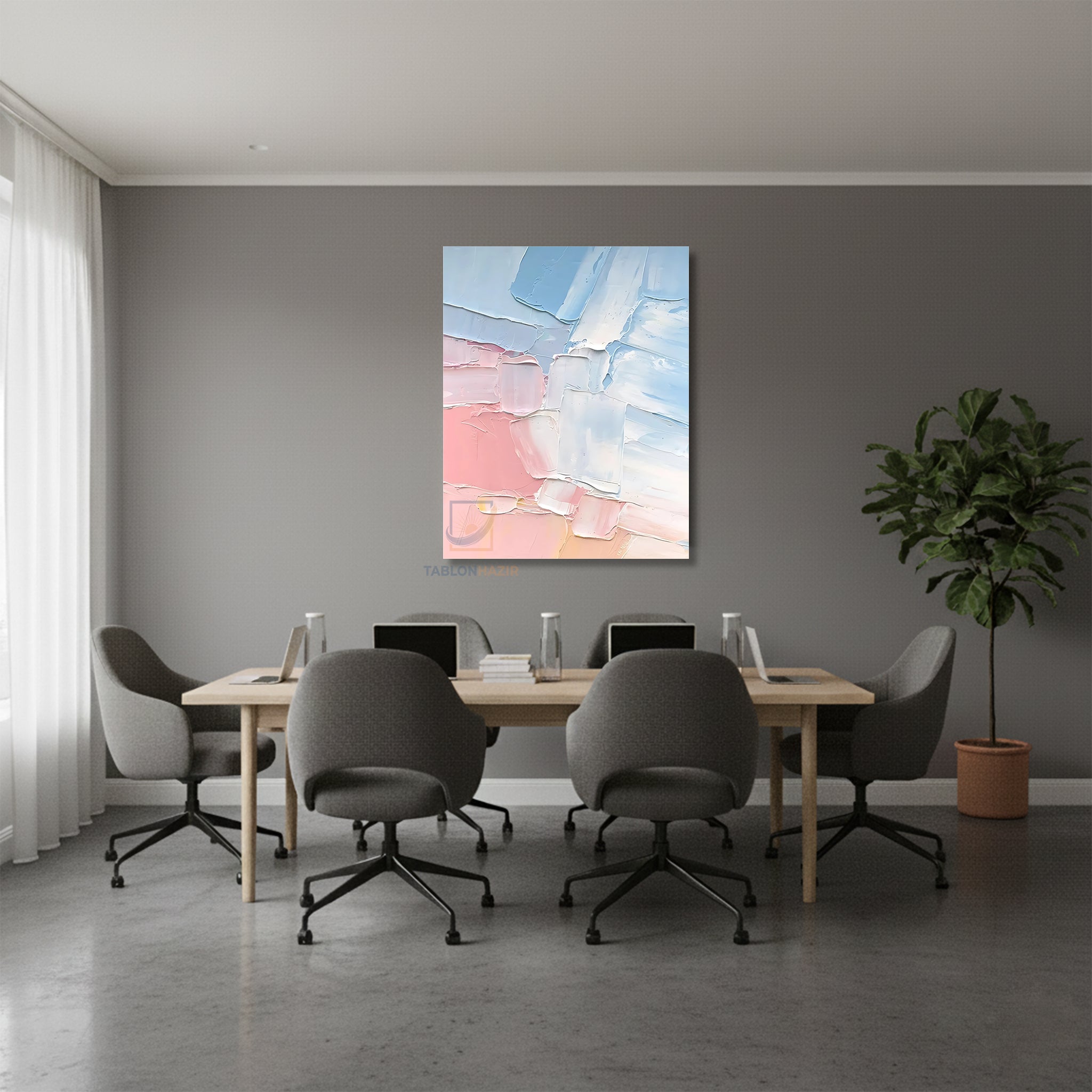 Dikey Kanvas Tablo Salon Duvar Tablosu Soyut 0029 Yeni Ev Hediyesi Ofis Tablosu