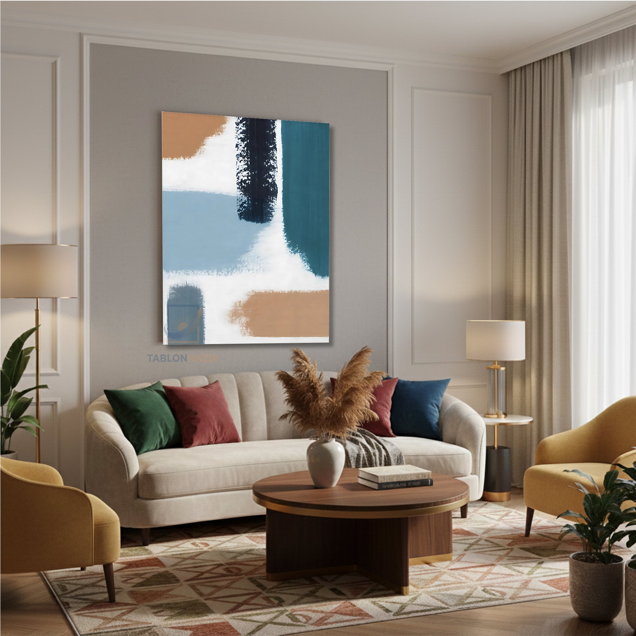 Dikey Kanvas Tablo Salon Duvar Tablosu Soyut 0030 Yeni Ev Hediyesi Ofis Tablosu