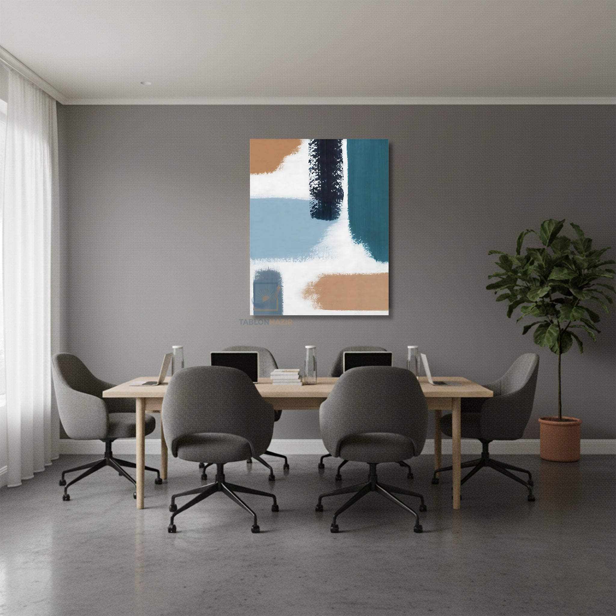 Dikey Kanvas Tablo Salon Duvar Tablosu Soyut 0030 Yeni Ev Hediyesi Ofis Tablosu