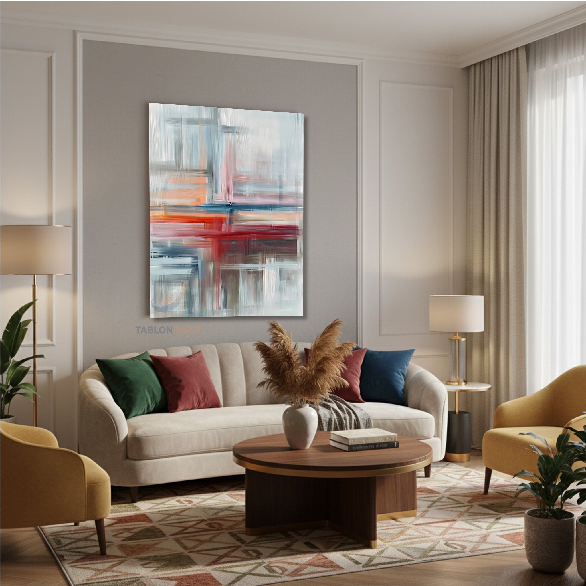 Dikey Kanvas Tablo Salon Duvar Tablosu Soyut 0031 Yeni Ev Hediyesi Ofis Tablosu