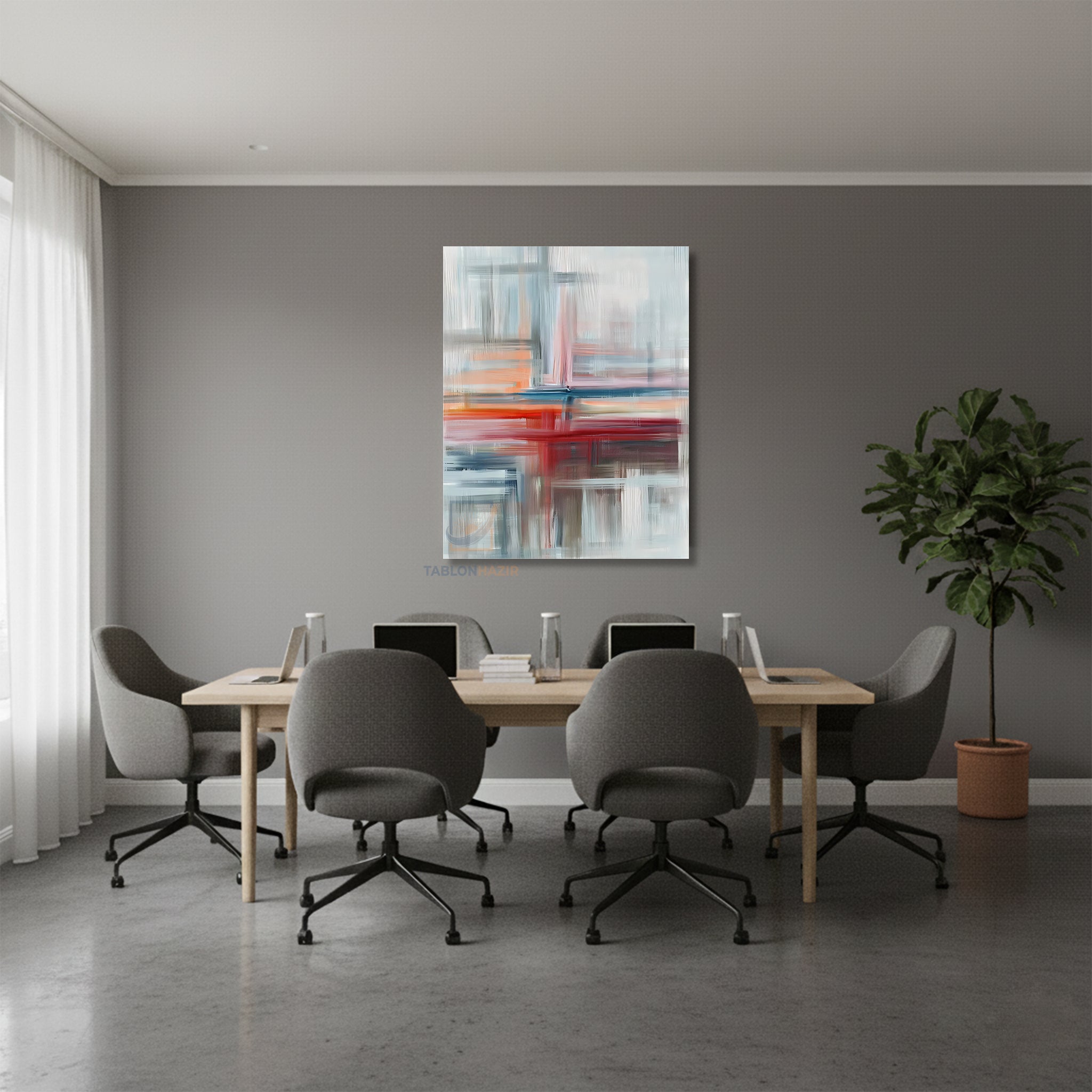 Dikey Kanvas Tablo Salon Duvar Tablosu Soyut 0031 Yeni Ev Hediyesi Ofis Tablosu