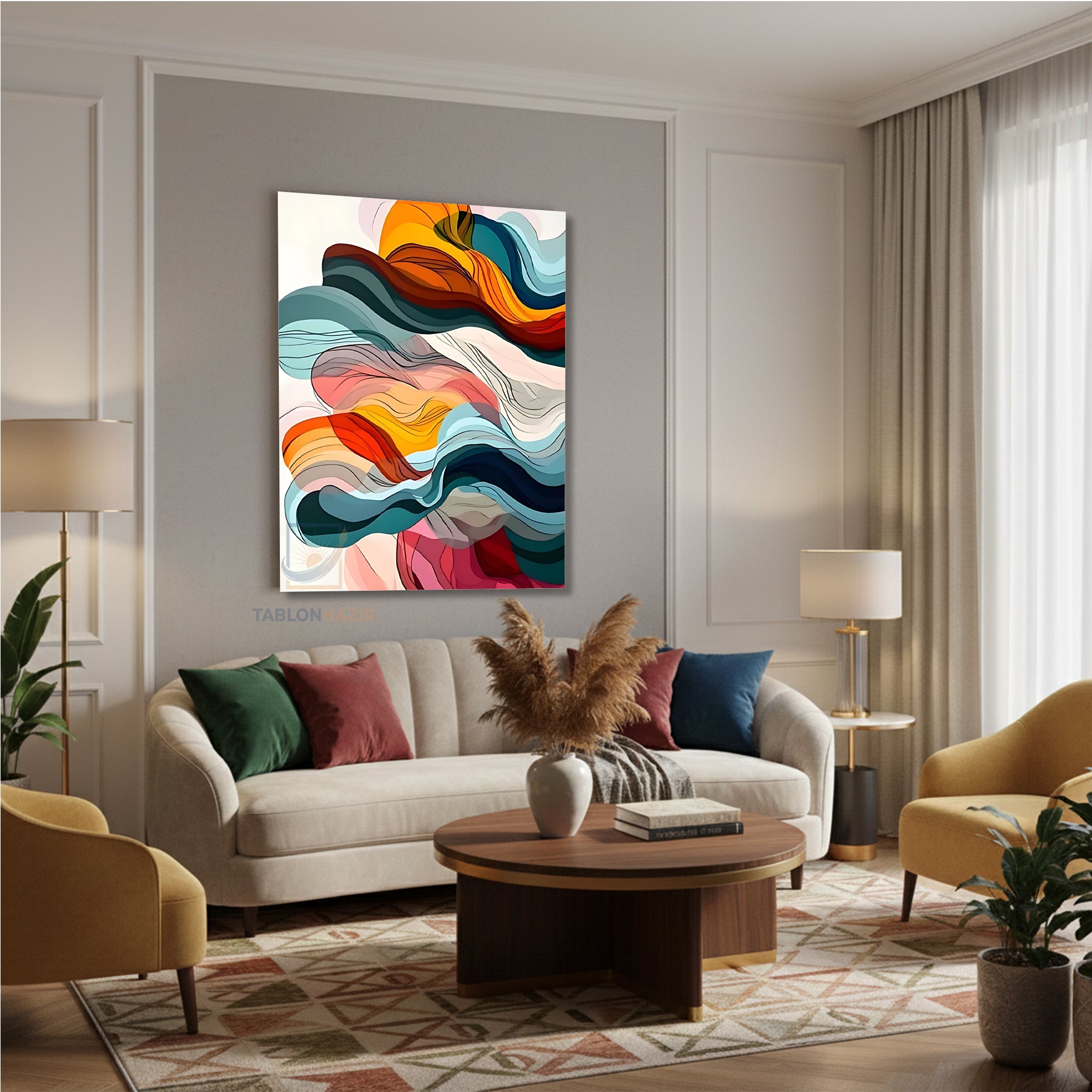 Dikey Kanvas Tablo Salon Duvar Tablosu Soyut 0033 Yeni Ev Hediyesi Ofis Tablosu
