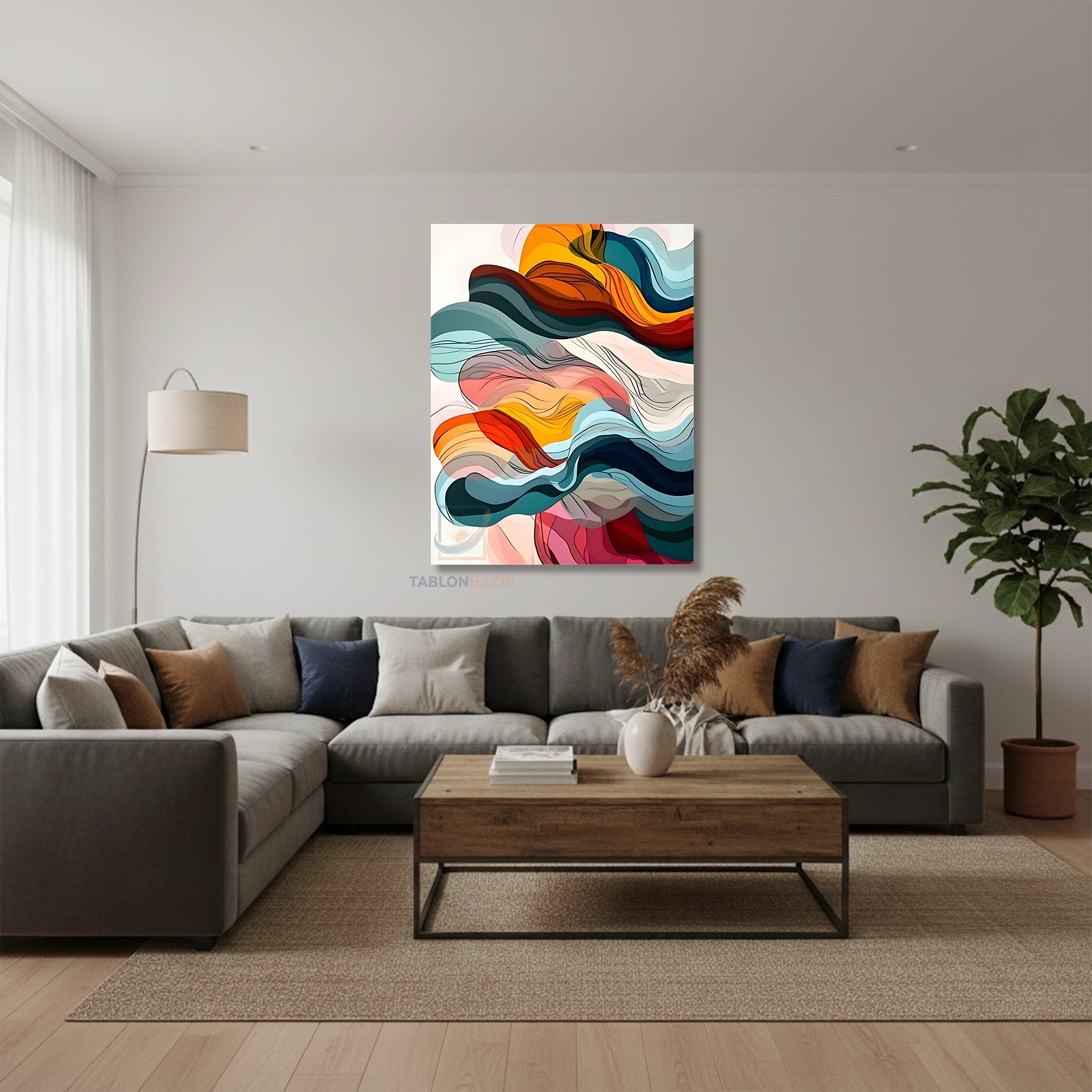 Dikey Kanvas Tablo Salon Duvar Tablosu Soyut 0033 Yeni Ev Hediyesi Ofis Tablosu