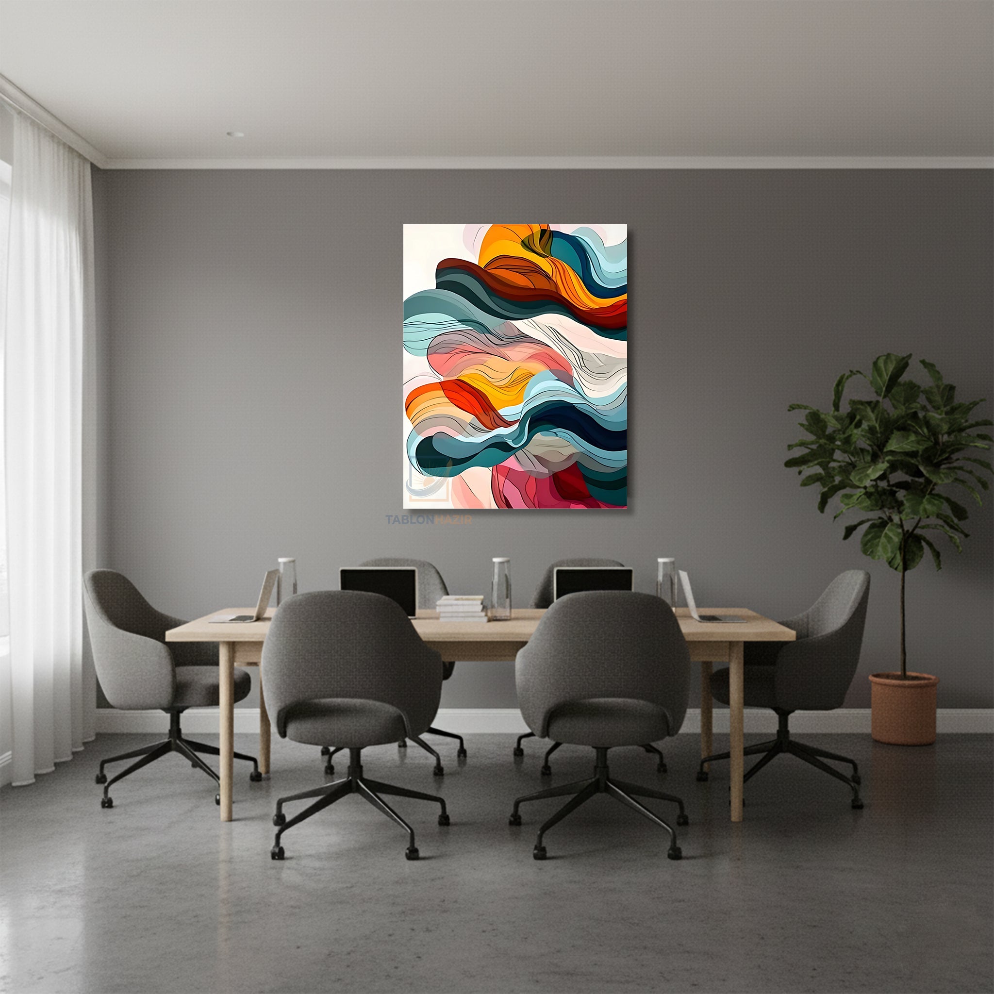 Dikey Kanvas Tablo Salon Duvar Tablosu Soyut 0033 Yeni Ev Hediyesi Ofis Tablosu