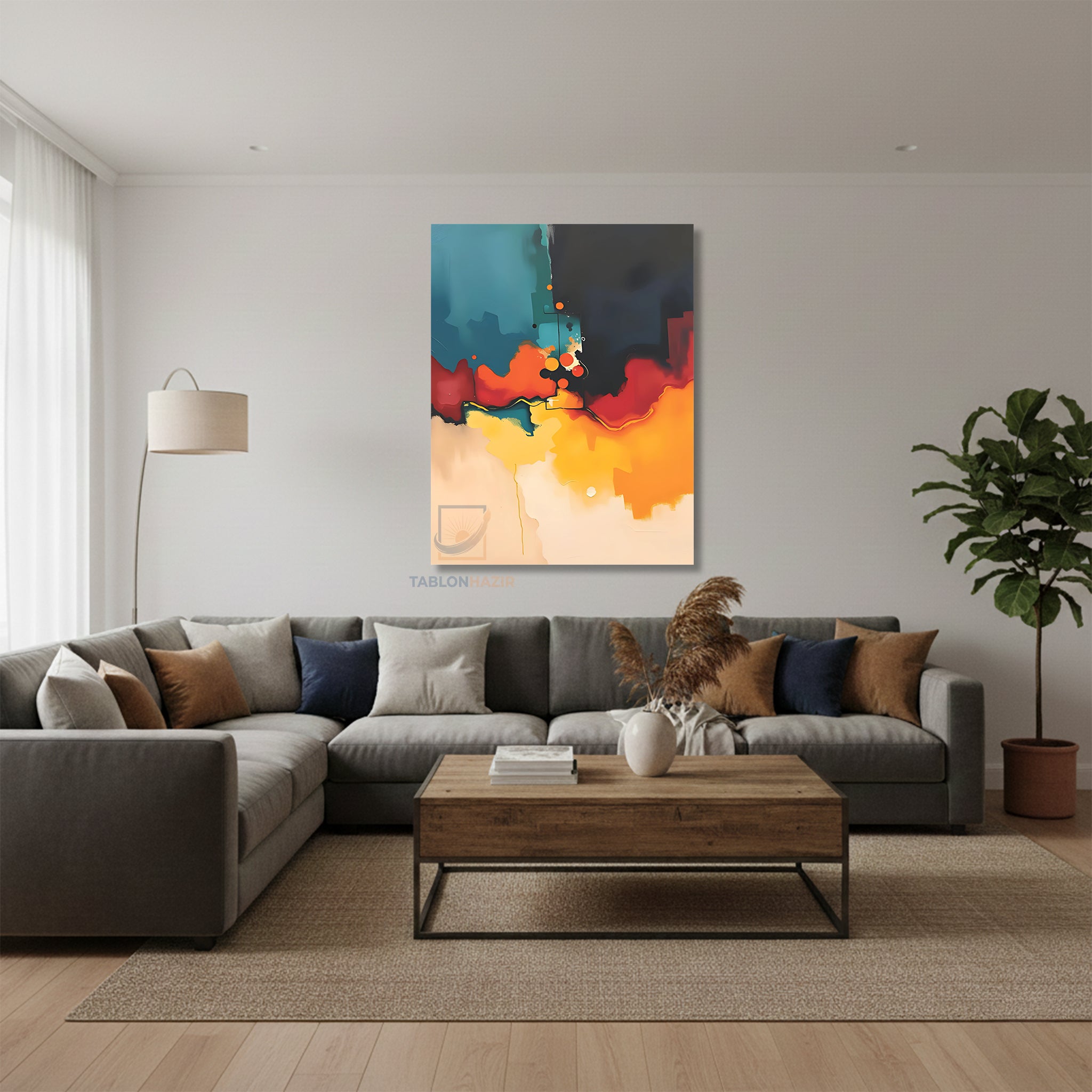 Dikey Kanvas Tablo Salon Duvar Tablosu Soyut 0035 Yeni Ev Hediyesi Ofis Tablosu