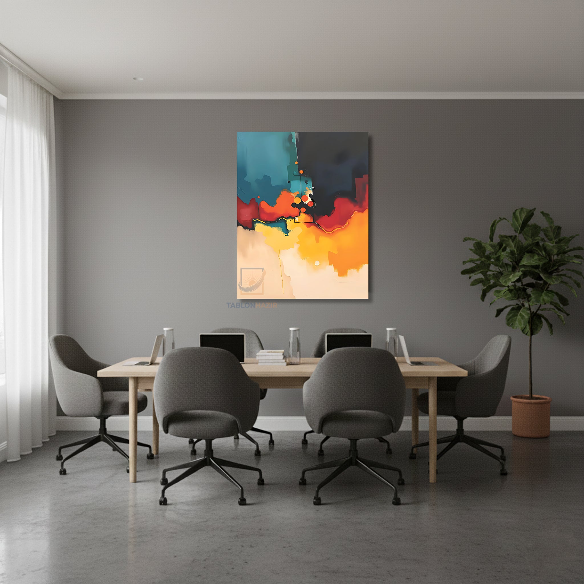 Dikey Kanvas Tablo Salon Duvar Tablosu Soyut 0035 Yeni Ev Hediyesi Ofis Tablosu