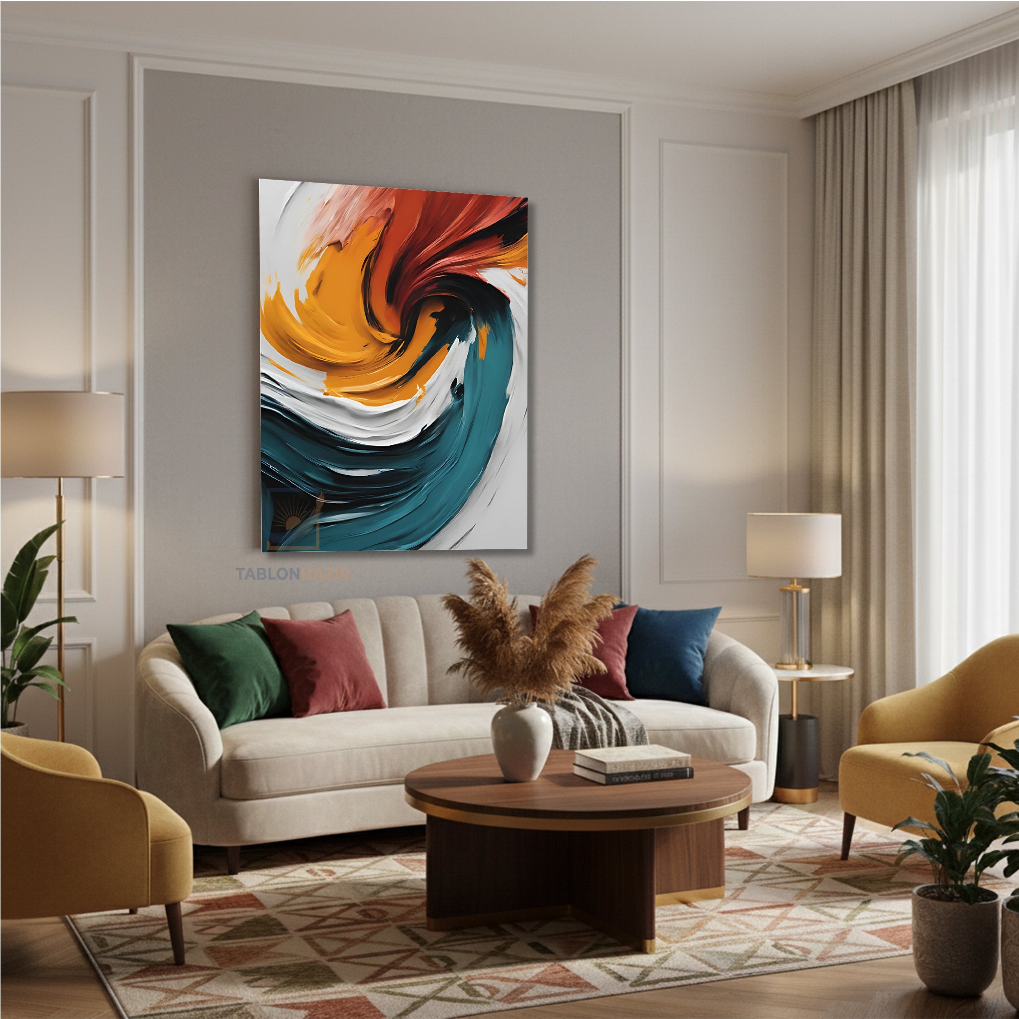 Dikey Kanvas Tablo Salon Duvar Tablosu Soyut 0036 2 Yeni Ev Hediyesi Ofis Tablosu