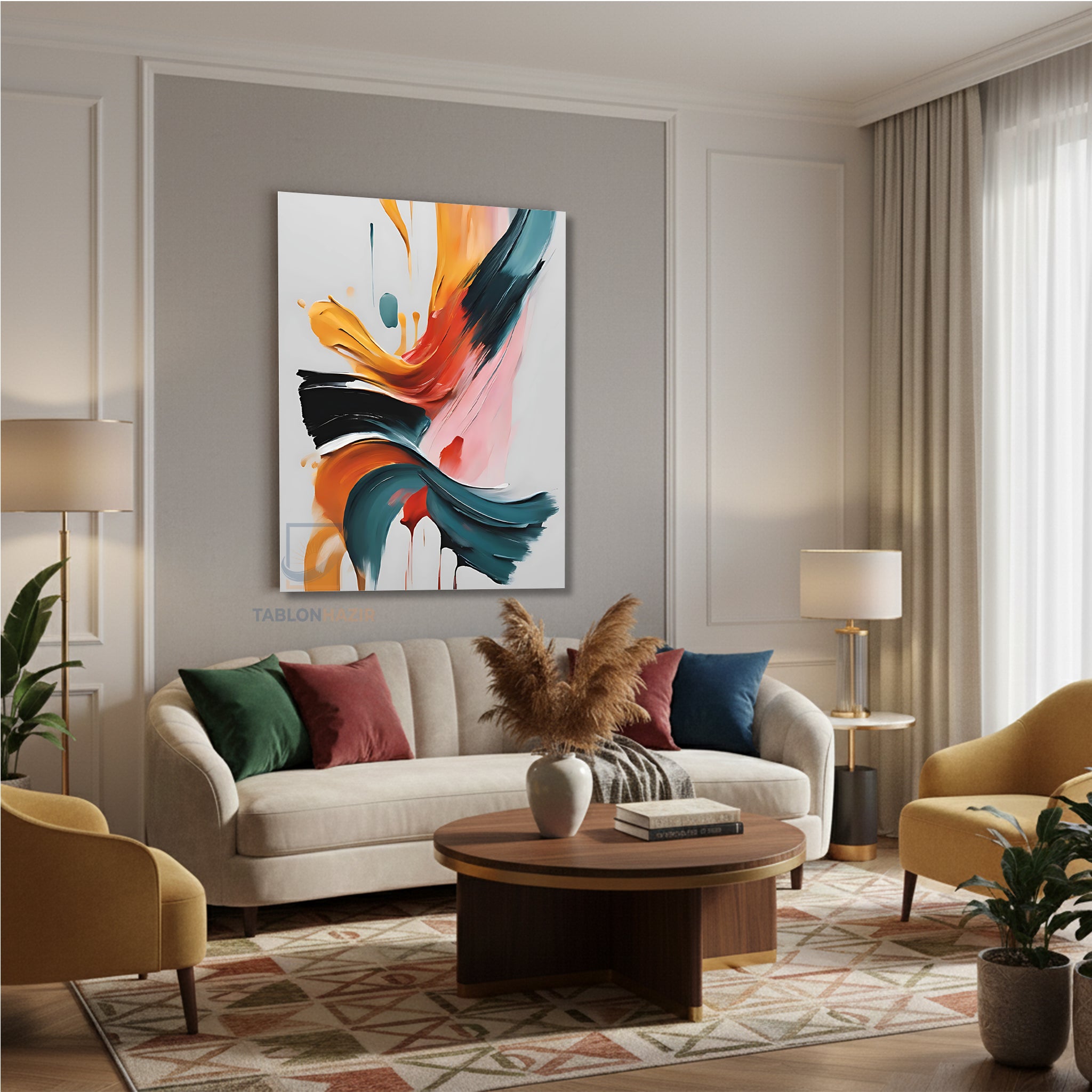 Dikey Kanvas Tablo Salon Duvar Tablosu Soyut 0036 3 Yeni Ev Hediyesi Ofis Tablosu