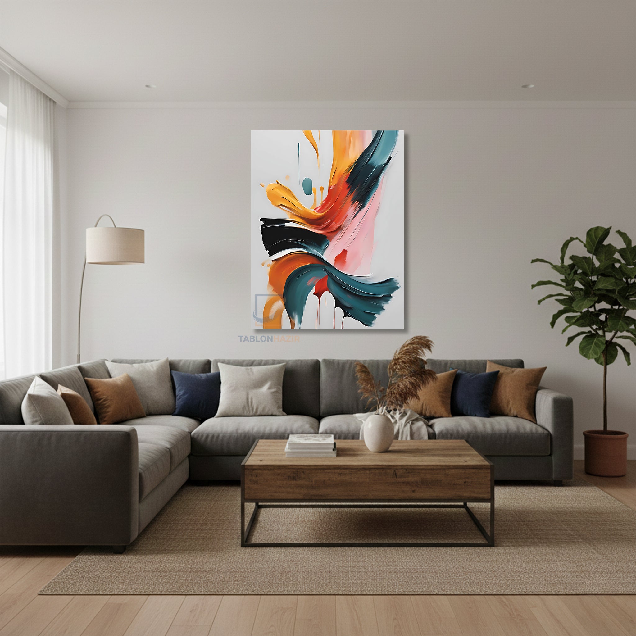 Dikey Kanvas Tablo Salon Duvar Tablosu Soyut 0036 3 Yeni Ev Hediyesi Ofis Tablosu