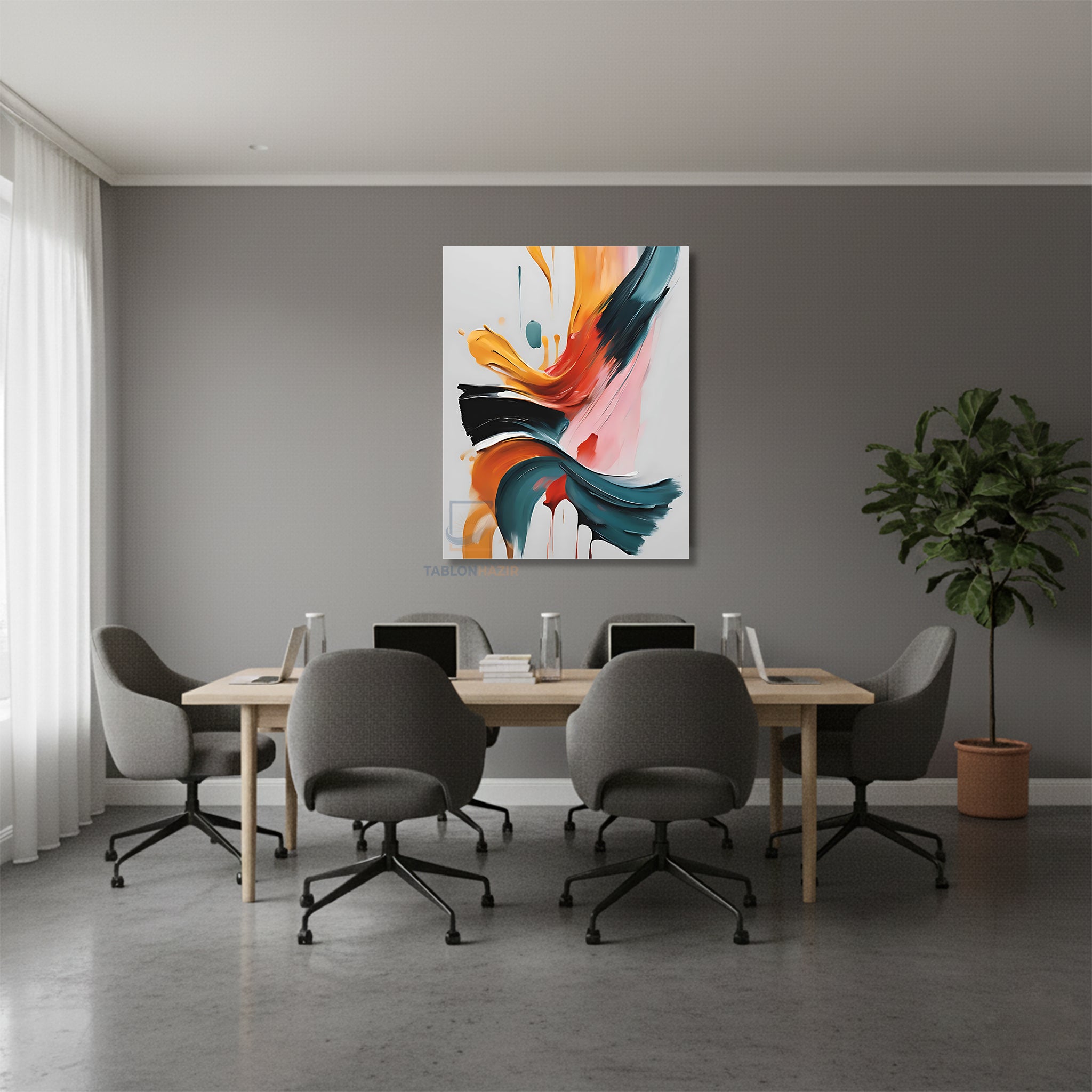 Dikey Kanvas Tablo Salon Duvar Tablosu Soyut 0036 3 Yeni Ev Hediyesi Ofis Tablosu