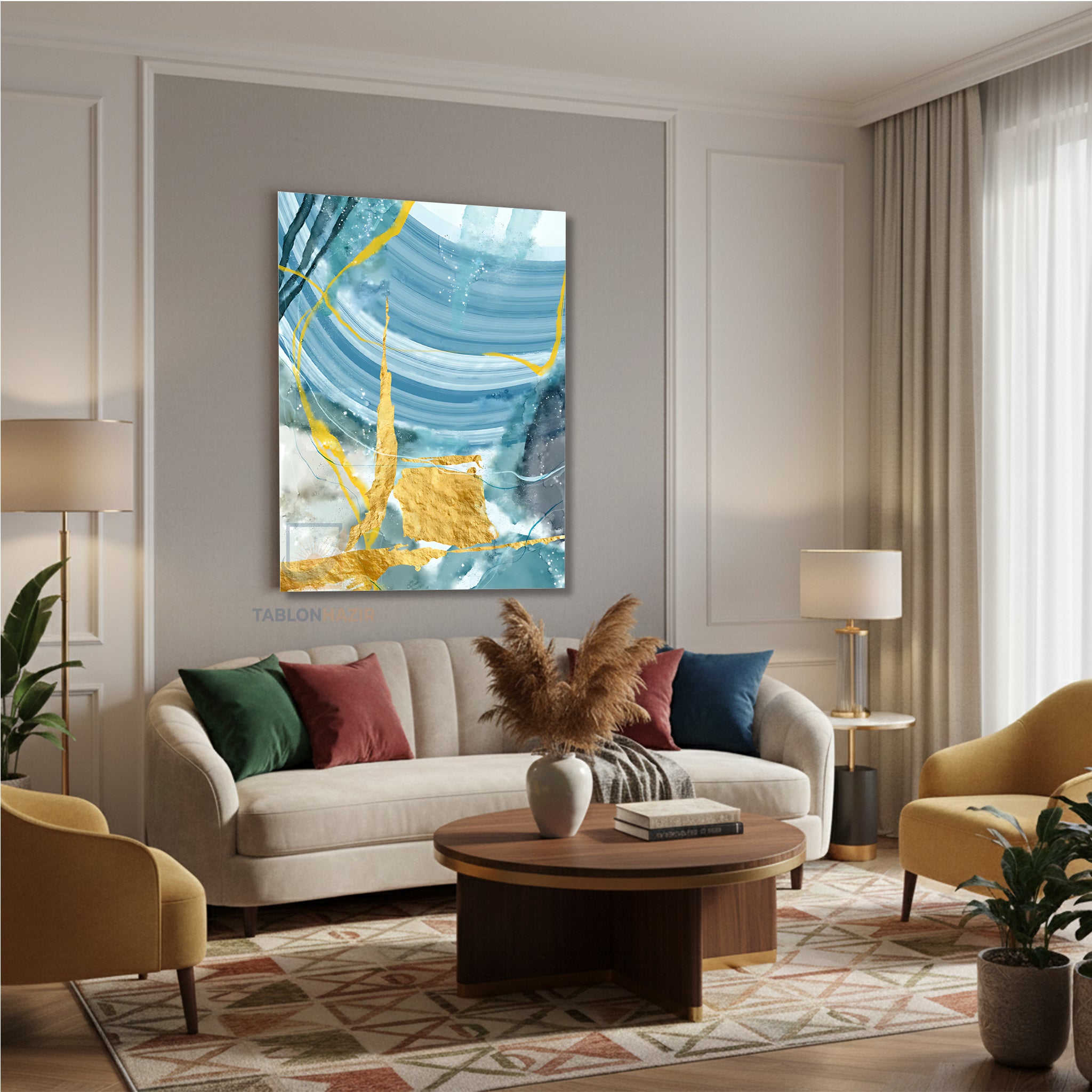 Dikey Kanvas Tablo Salon Duvar Tablosu Soyut 0038 2 Yeni Ev Hediyesi Ofis Tablosu