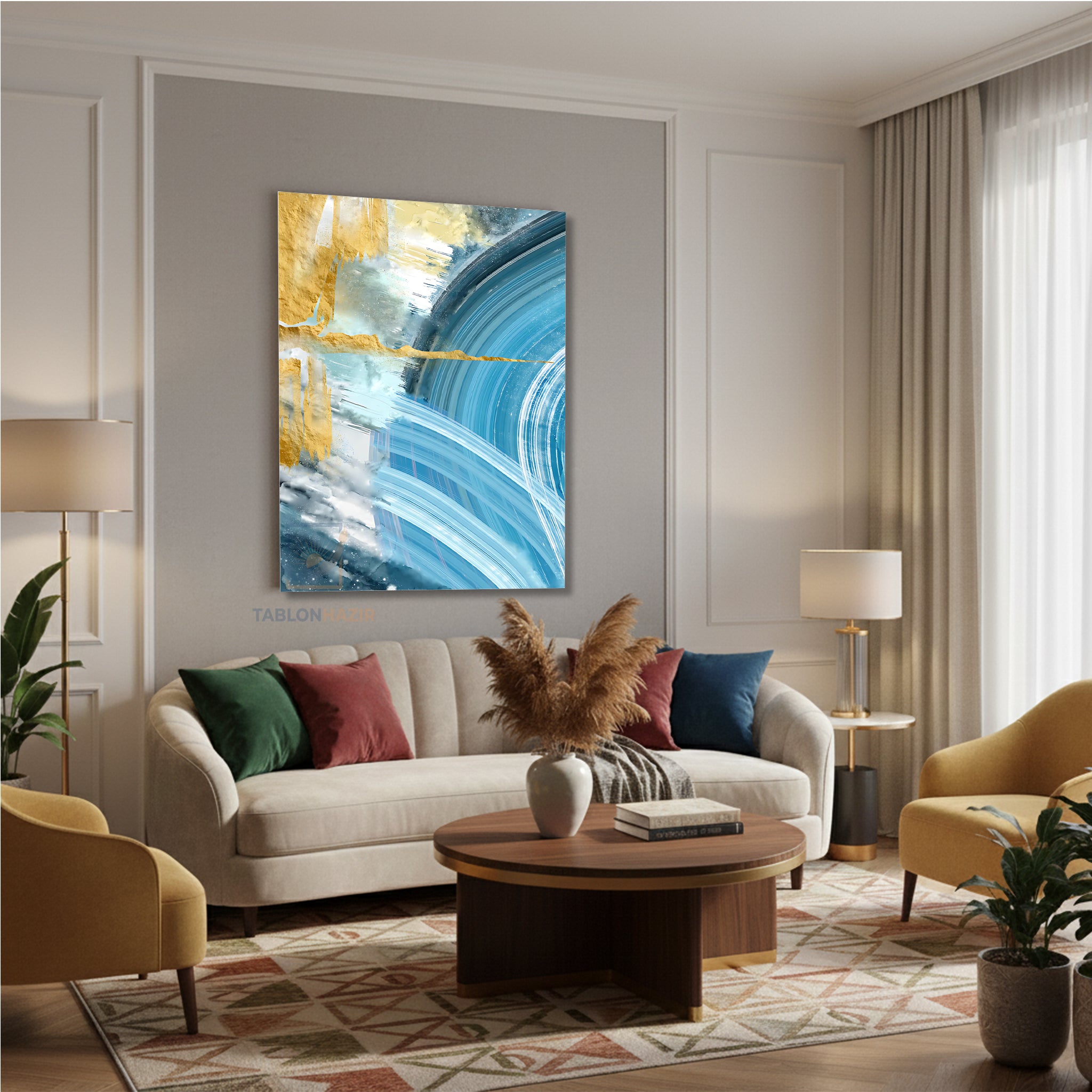 Dikey Kanvas Tablo Salon Duvar Tablosu Soyut 0038 3 Yeni Ev Hediyesi Ofis Tablosu