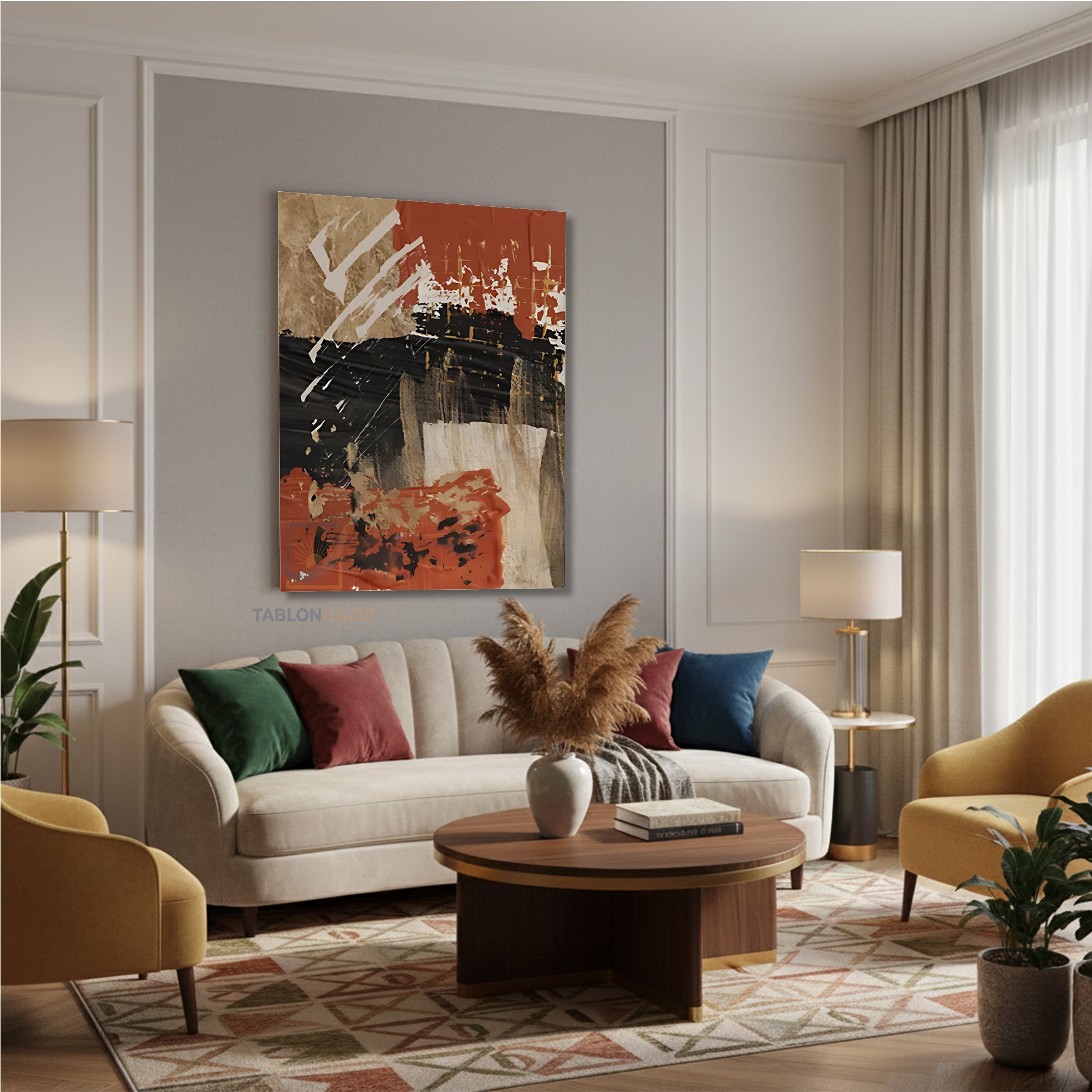 Dikey Kanvas Tablo Salon Duvar Tablosu Soyut 0041 2 Yeni Ev Hediyesi Ofis Tablosu