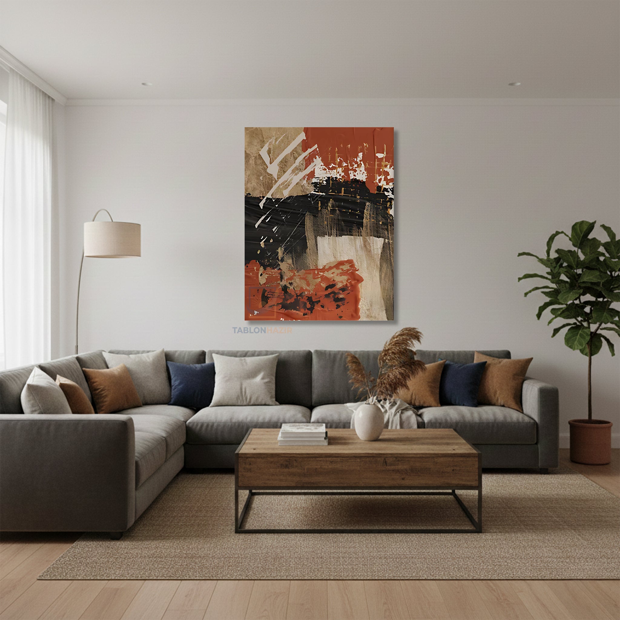 Dikey Kanvas Tablo Salon Duvar Tablosu Soyut 0041 2 Yeni Ev Hediyesi Ofis Tablosu