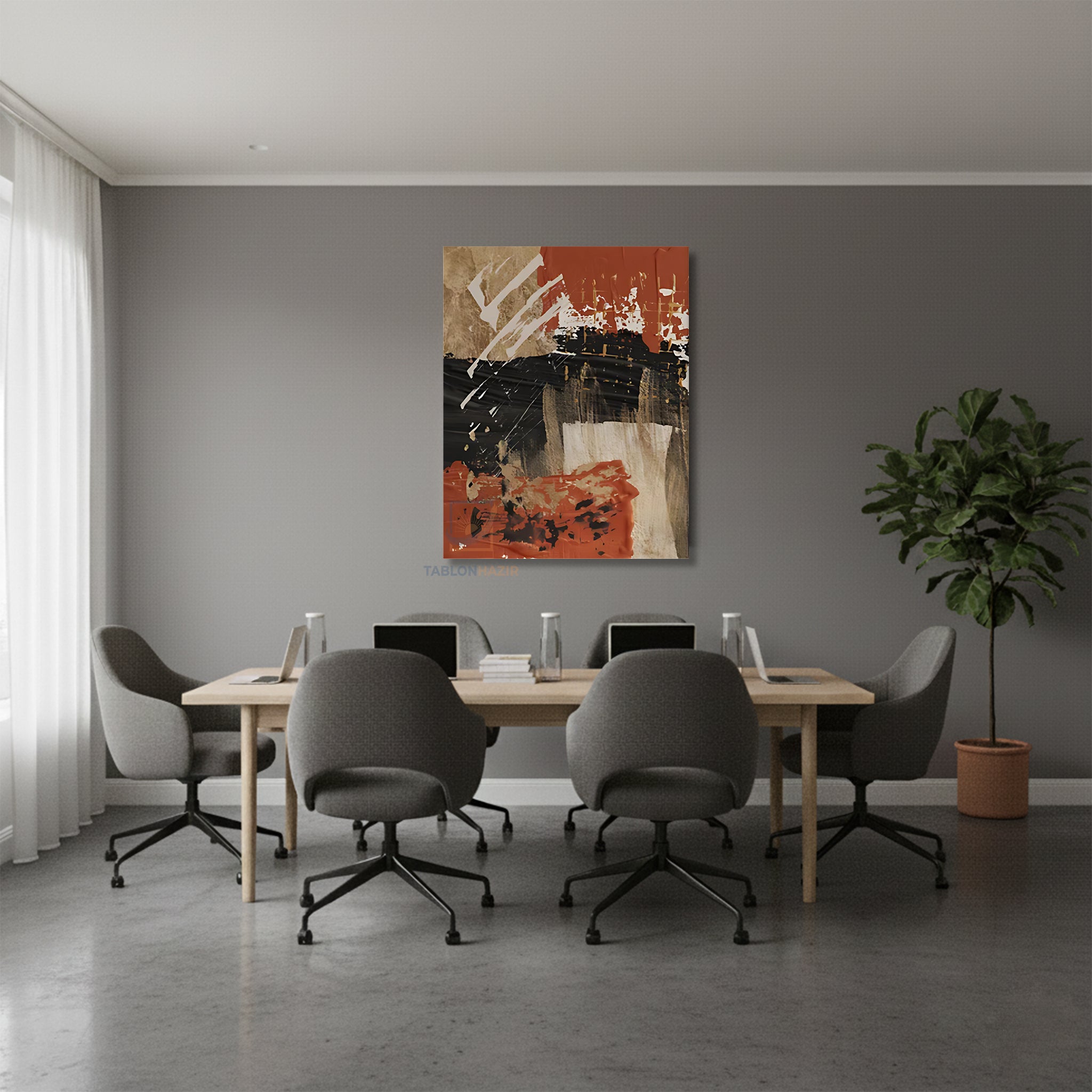 Dikey Kanvas Tablo Salon Duvar Tablosu Soyut 0041 2 Yeni Ev Hediyesi Ofis Tablosu