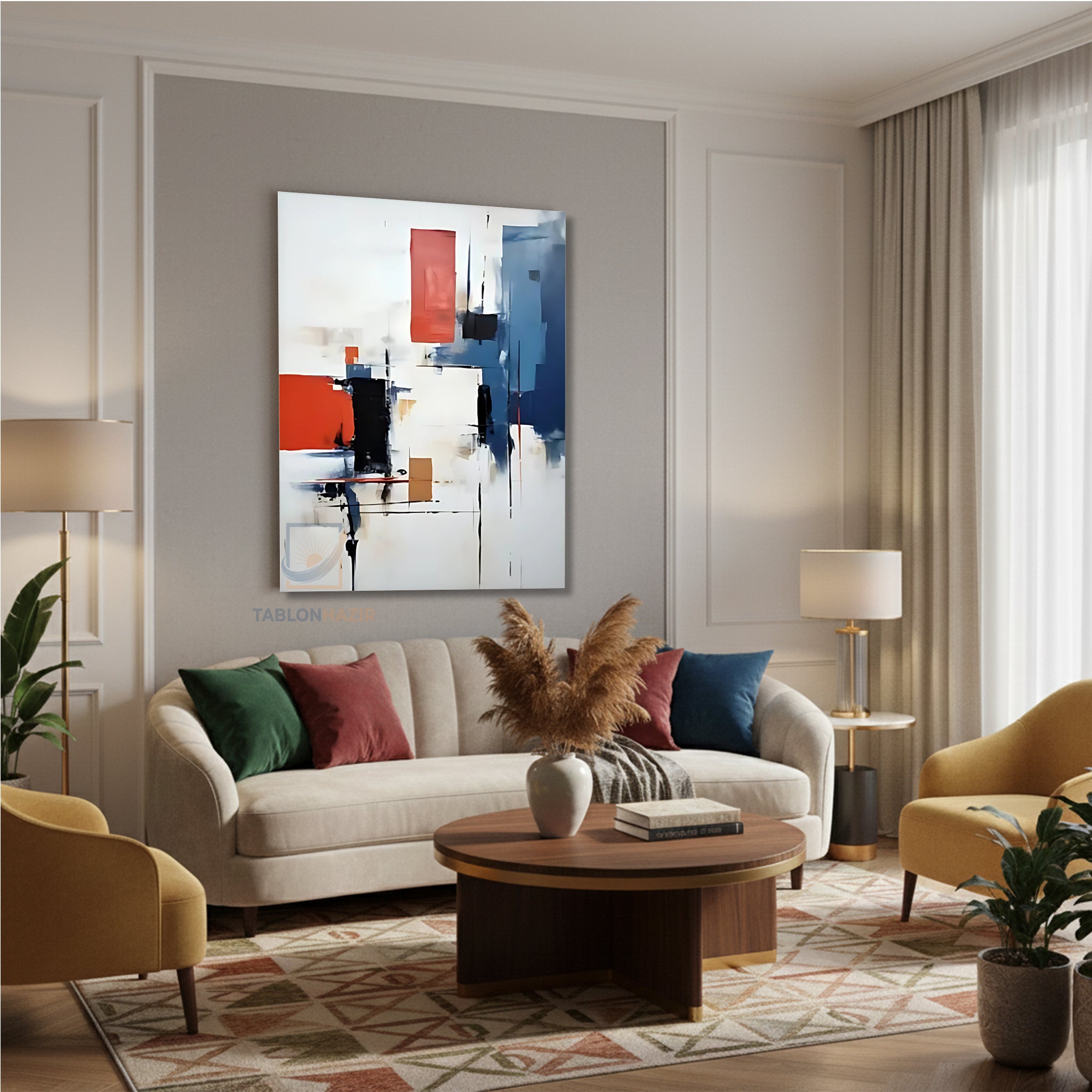 Dikey Kanvas Tablo Salon Duvar Tablosu Soyut 0042 1 Yeni Ev Hediyesi Ofis Tablosu