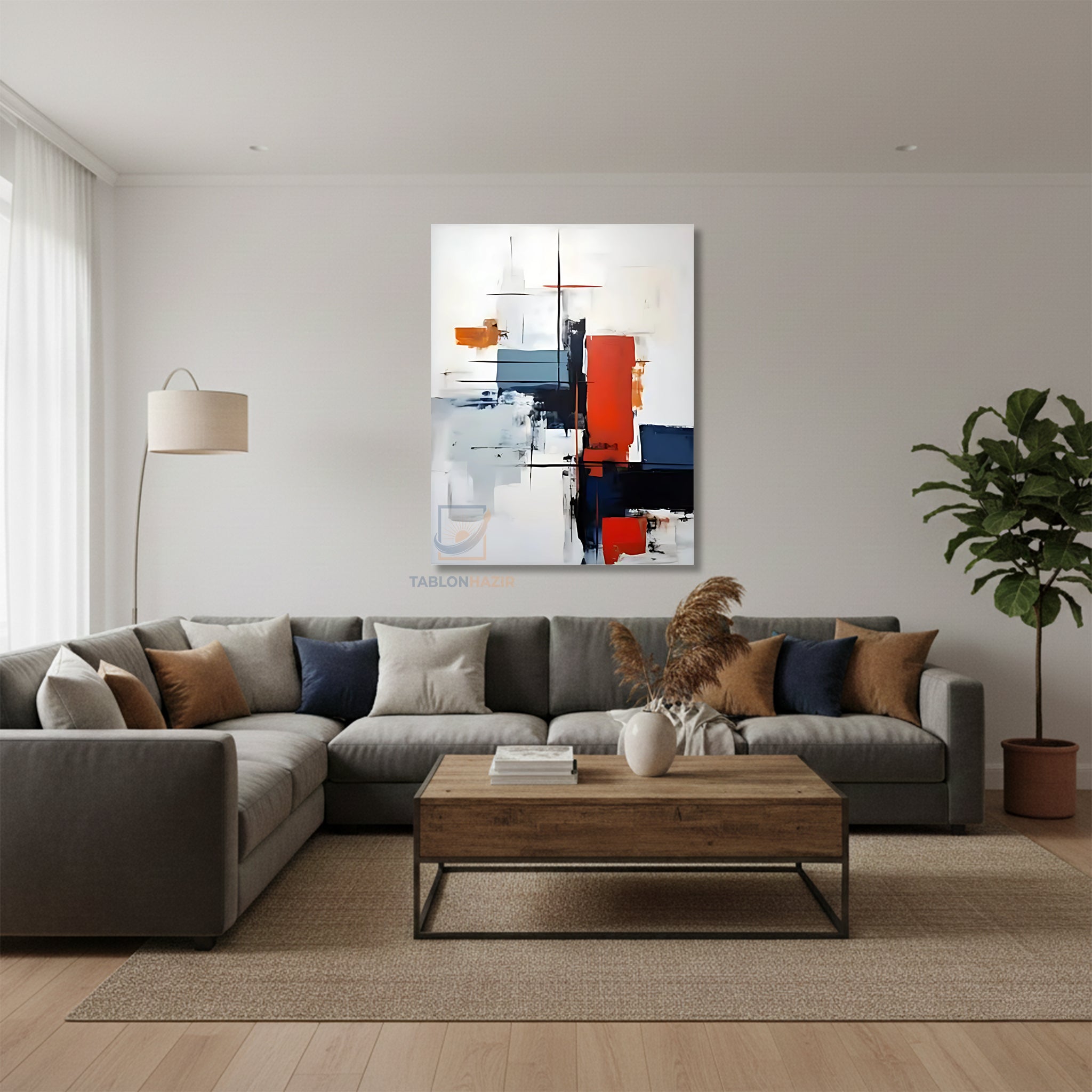Dikey Kanvas Tablo Salon Duvar Tablosu Soyut 0042 3 Yeni Ev Hediyesi Ofis Tablosu