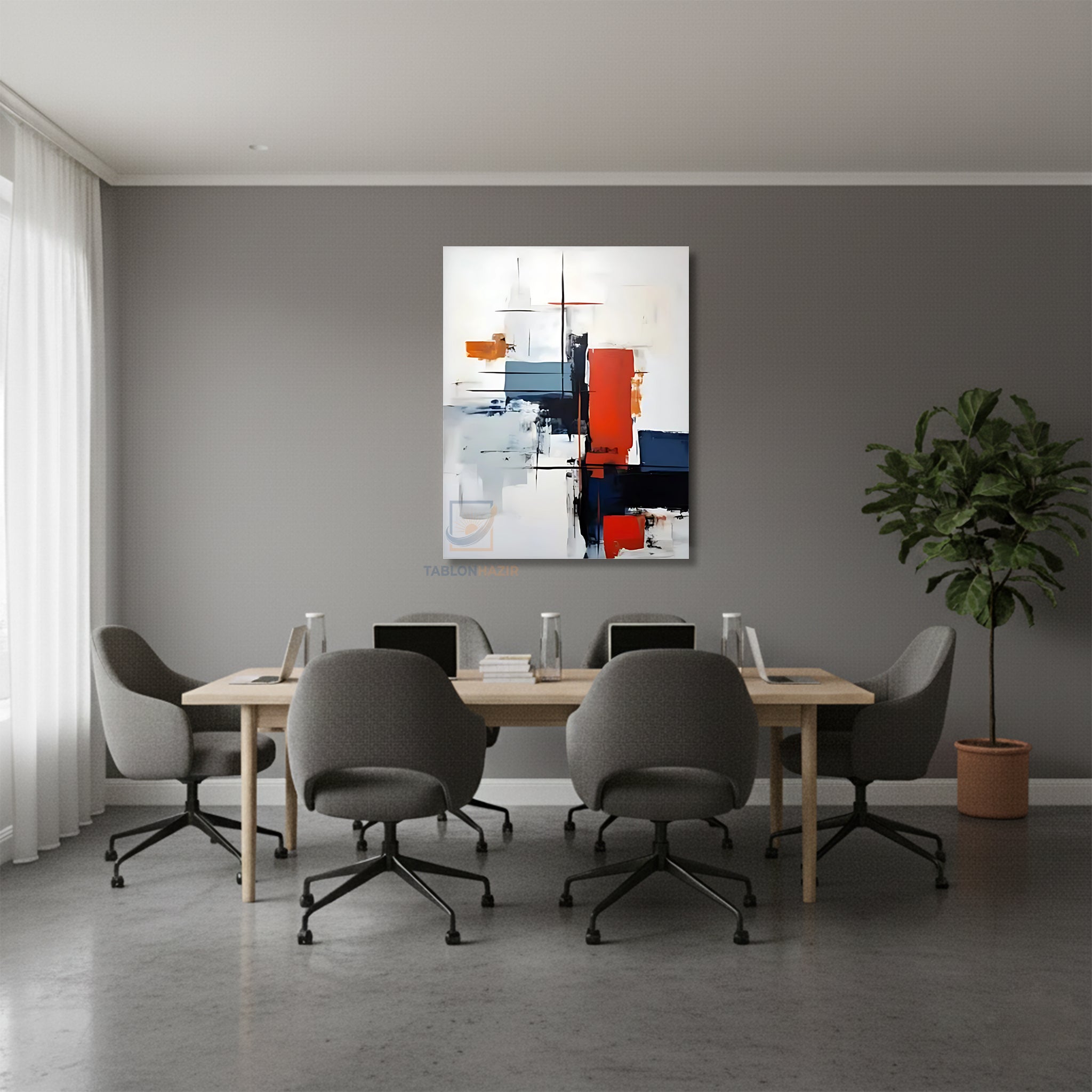 Dikey Kanvas Tablo Salon Duvar Tablosu Soyut 0042 3 Yeni Ev Hediyesi Ofis Tablosu