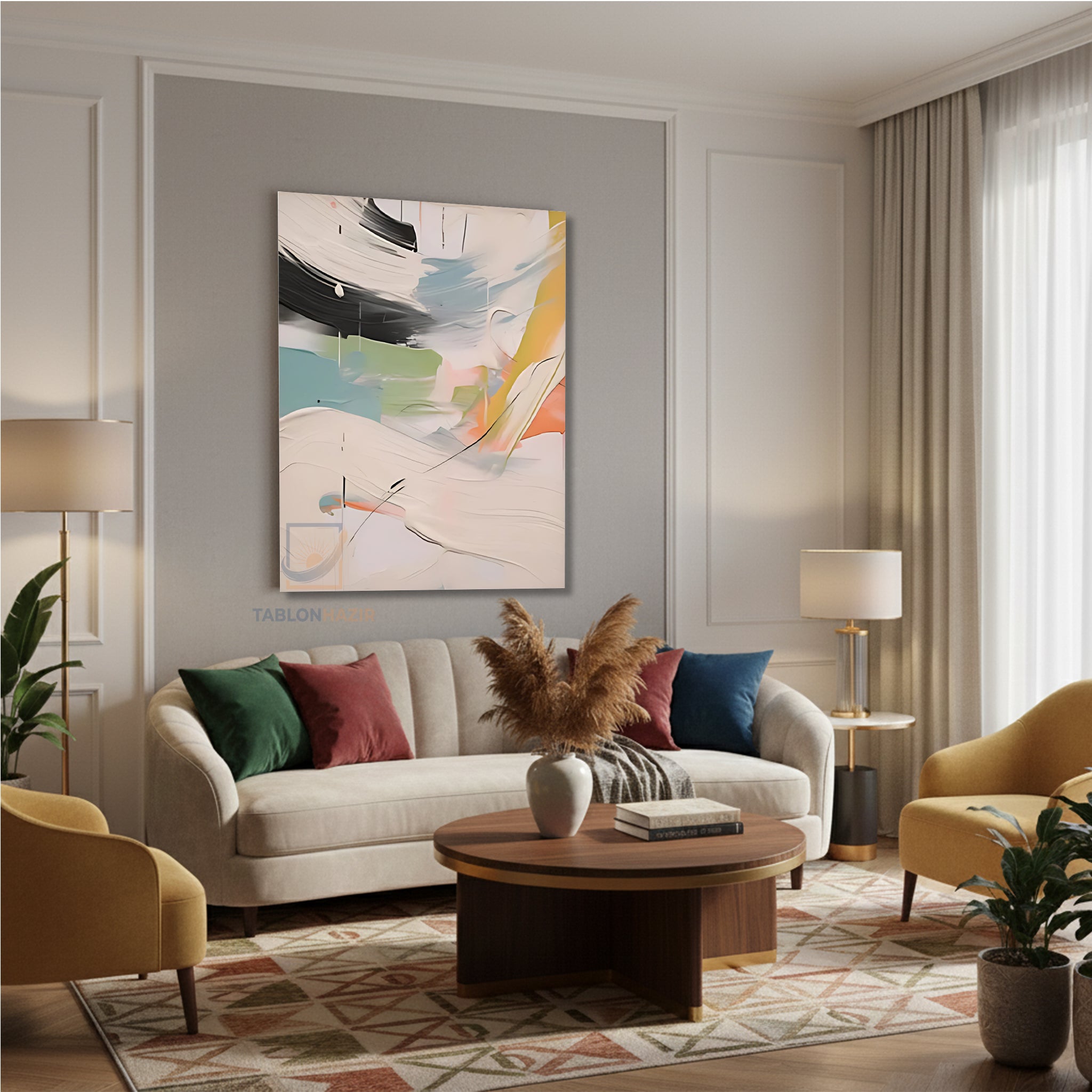 Dikey Kanvas Tablo Salon Duvar Tablosu Soyut 0043 3 Yeni Ev Hediyesi Ofis Tablosu