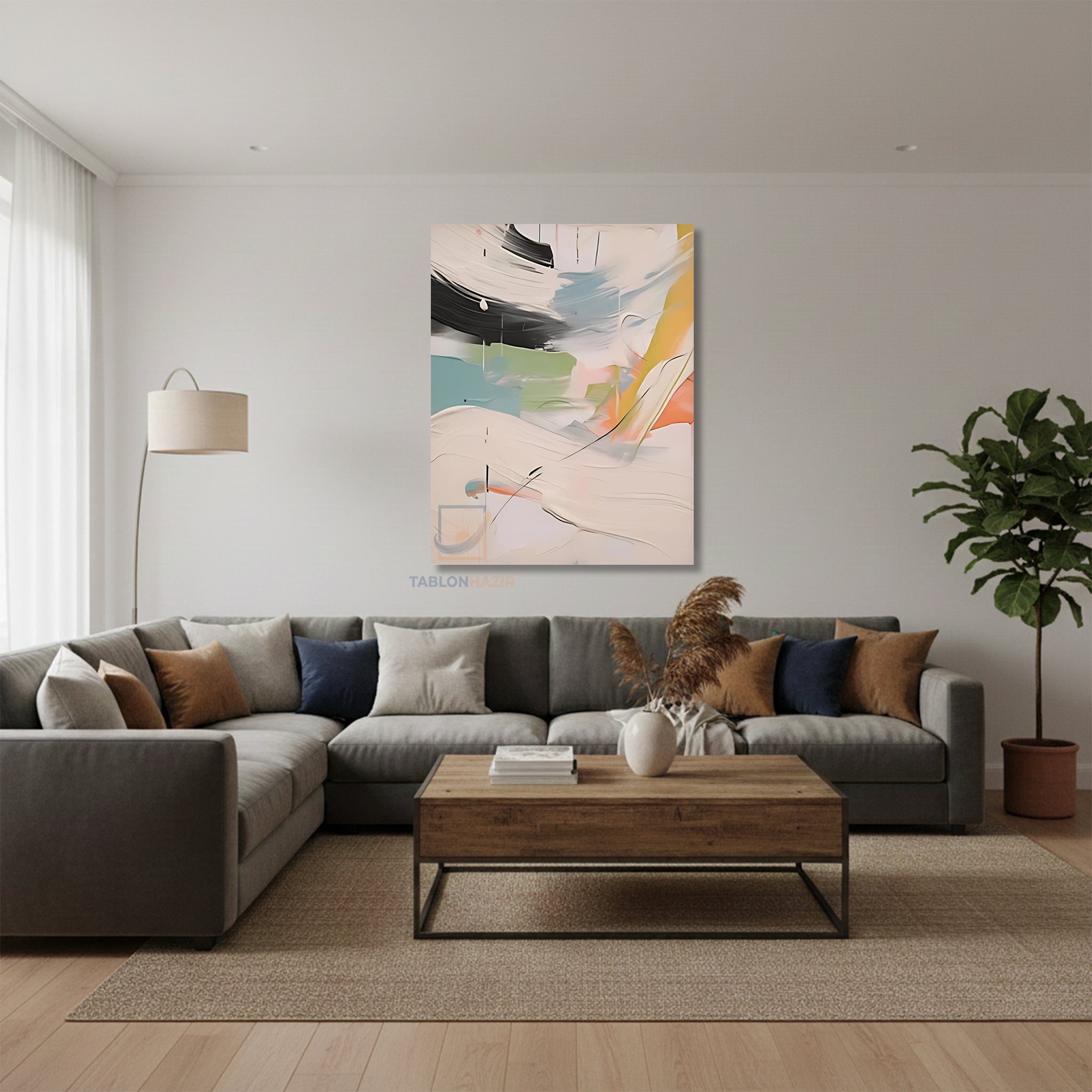 Dikey Kanvas Tablo Salon Duvar Tablosu Soyut 0043 3 Yeni Ev Hediyesi Ofis Tablosu