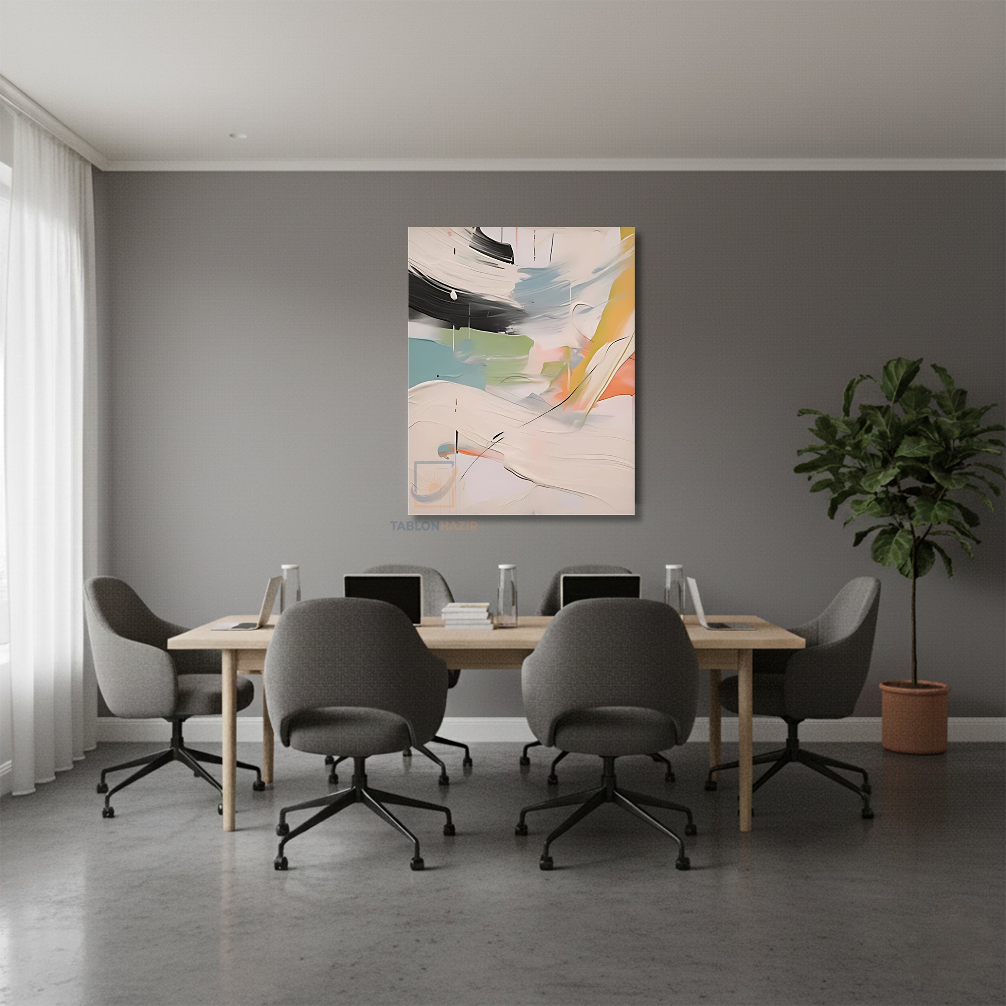 Dikey Kanvas Tablo Salon Duvar Tablosu Soyut 0043 3 Yeni Ev Hediyesi Ofis Tablosu