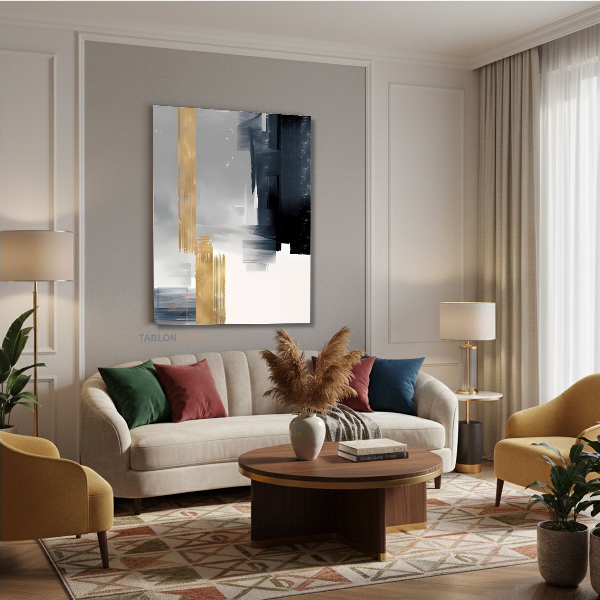Dikey Kanvas Tablo Salon Duvar Tablosu Soyut 0044 2 Yeni Ev Hediyesi Ofis Tablosu