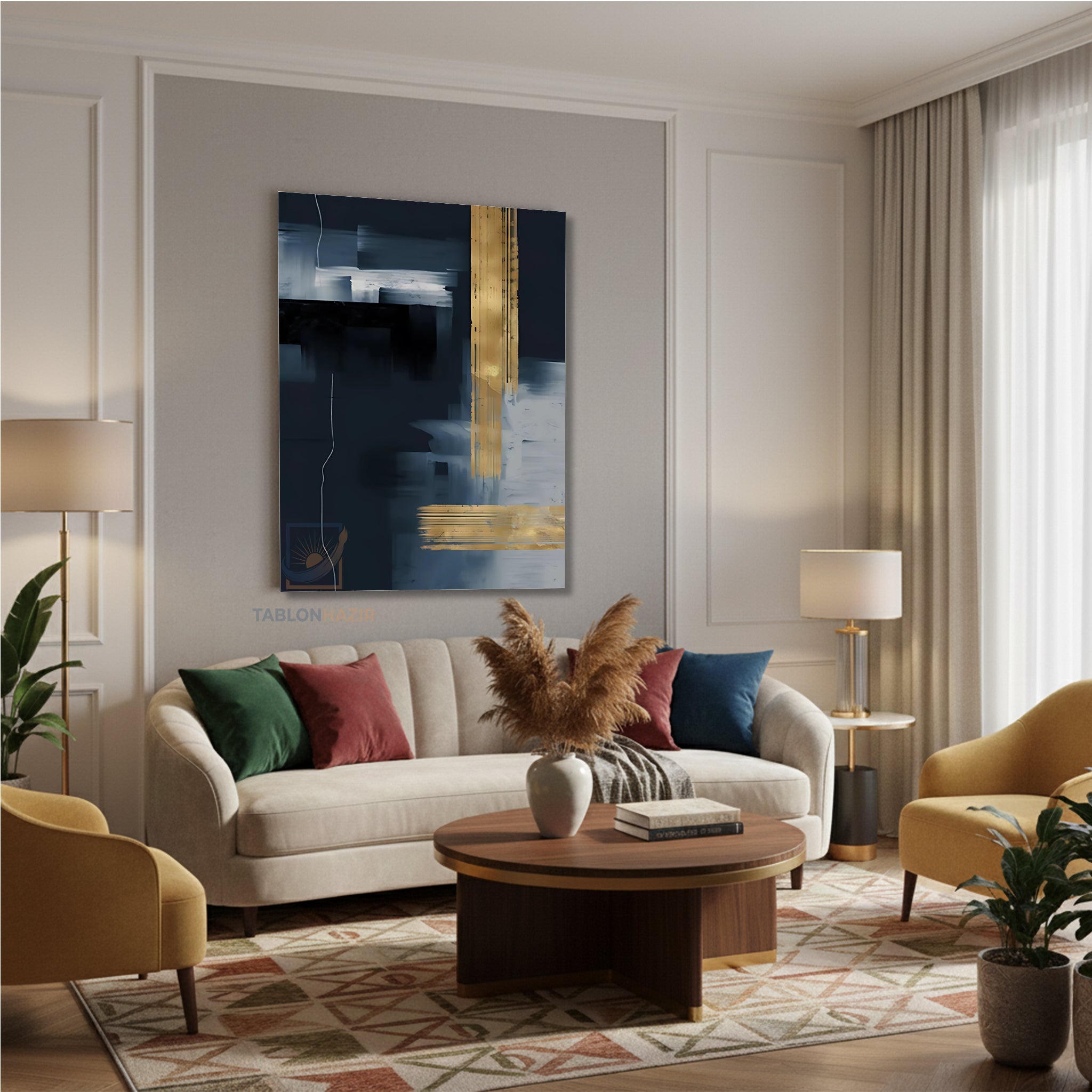 Dikey Kanvas Tablo Salon Duvar Tablosu Soyut 0044 3 Yeni Ev Hediyesi Ofis Tablosu