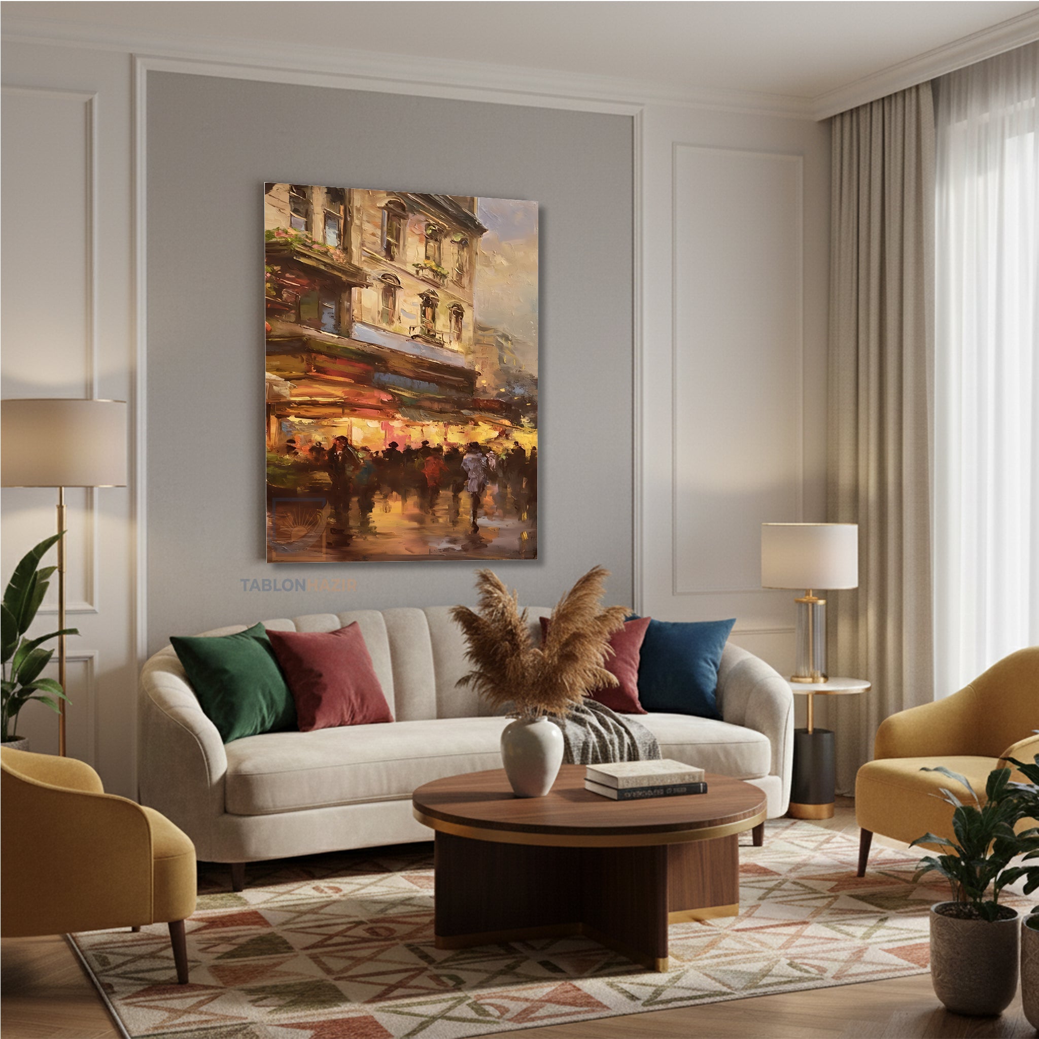 Dikey Kanvas Tablo Salon Duvar Tablosu Soyut Sokak Yeni Ev Hediyesi Ofis Tablosu