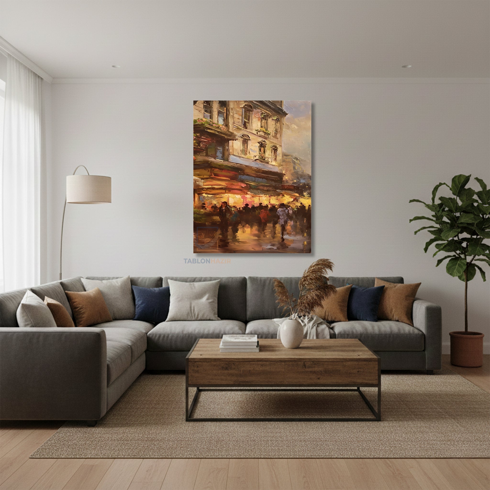 Dikey Kanvas Tablo Salon Duvar Tablosu Soyut Sokak Yeni Ev Hediyesi Ofis Tablosu