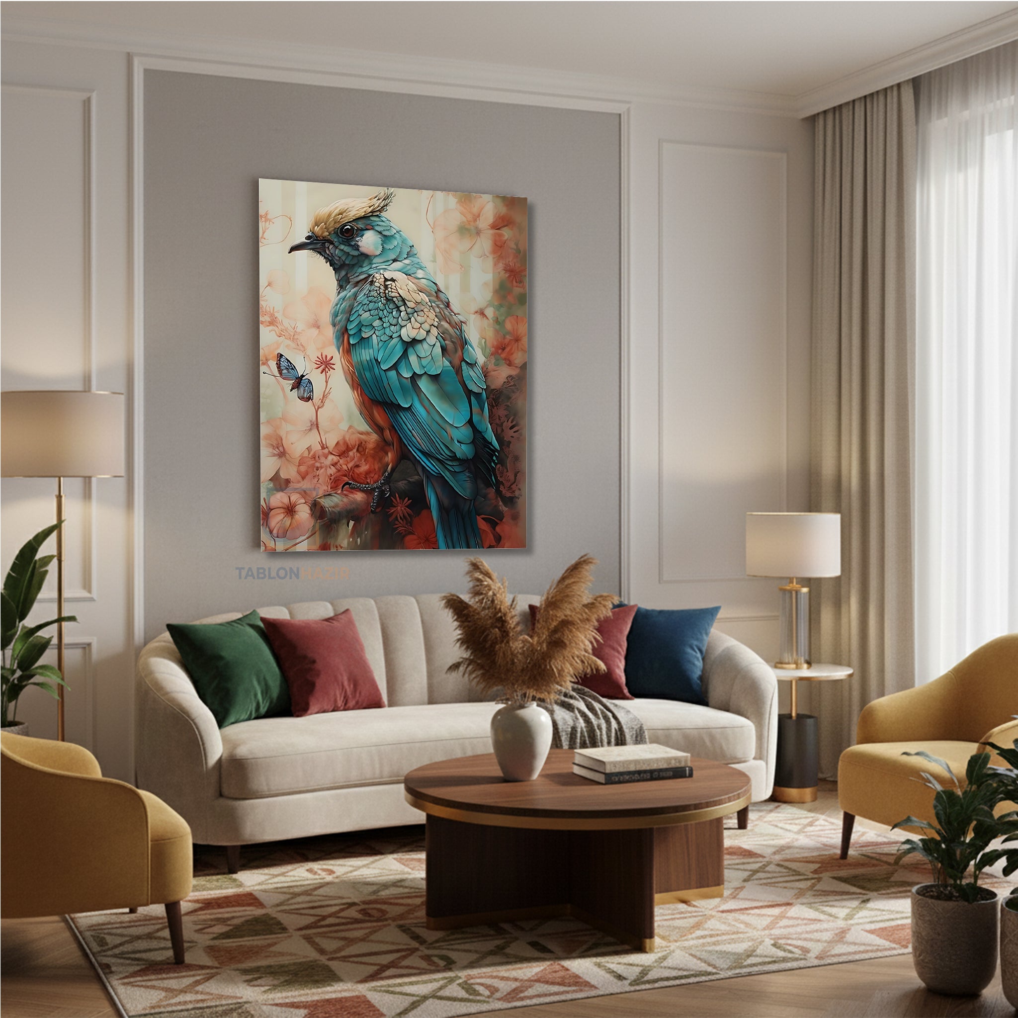 Dikey Kanvas Tablo Salon Duvar Tablosu Stilkuş Yeni Ev Hediyesi Ofis Tablosu