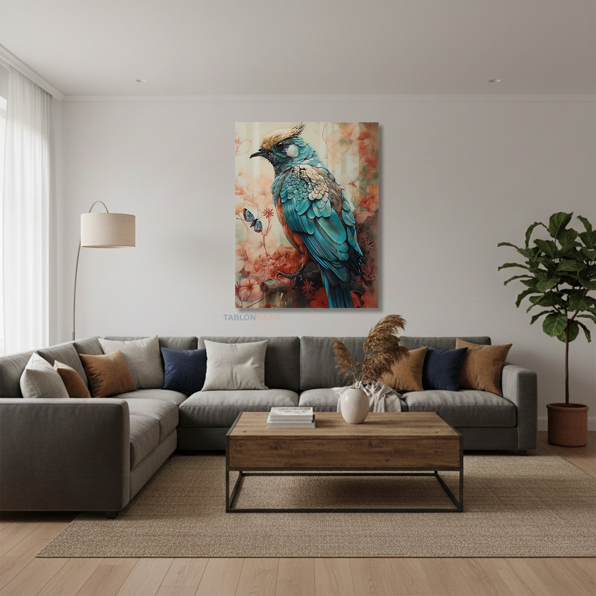 Dikey Kanvas Tablo Salon Duvar Tablosu Stilkuş Yeni Ev Hediyesi Ofis Tablosu