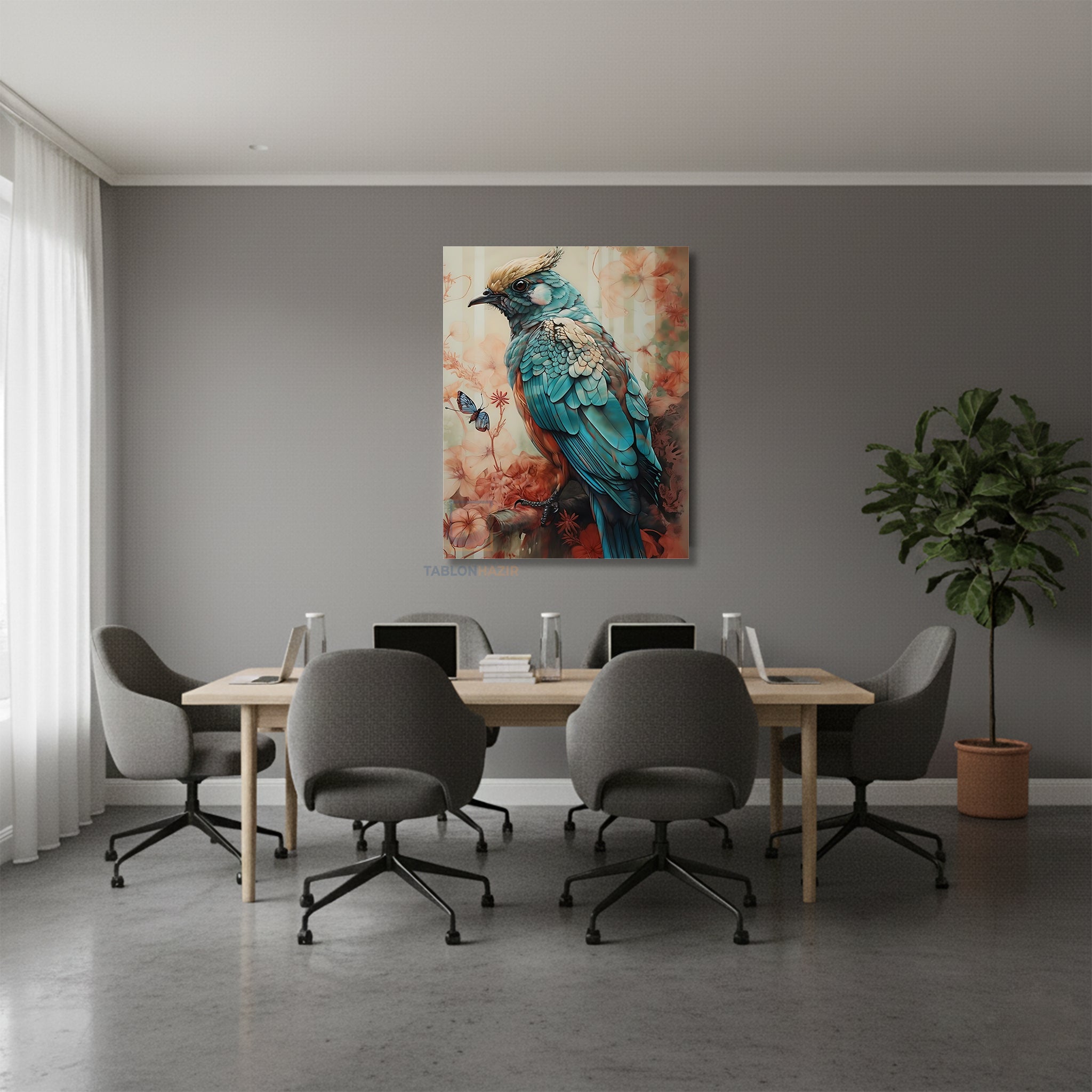 Dikey Kanvas Tablo Salon Duvar Tablosu Stilkuş Yeni Ev Hediyesi Ofis Tablosu