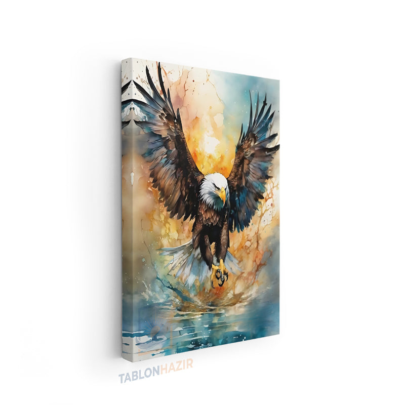 Dikey Kanvas Tablo Salon Duvar Tablosu Suluboyakartal Yeni Ev Hediyesi Ofis Tablosu