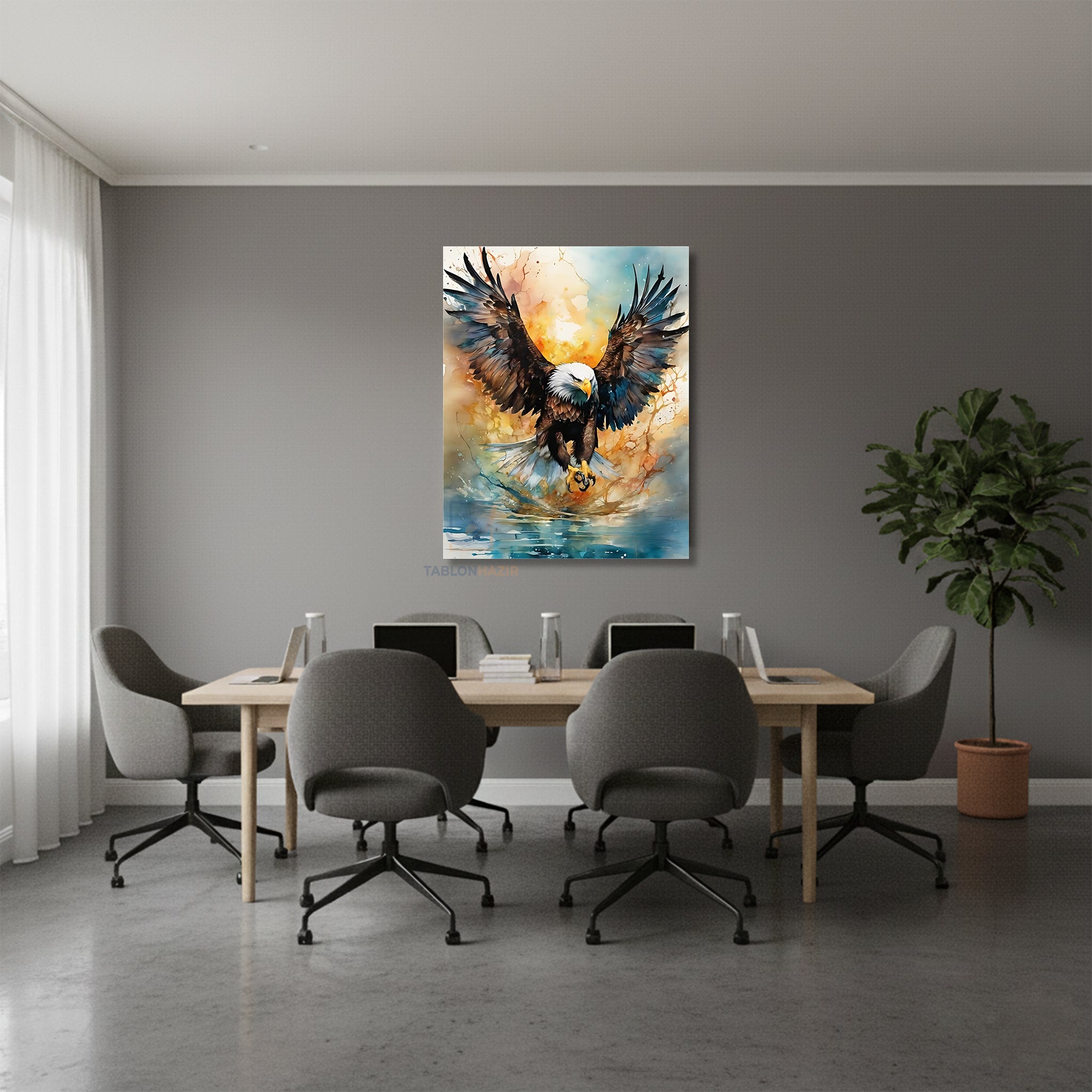 Dikey Kanvas Tablo Salon Duvar Tablosu Suluboyakartal Yeni Ev Hediyesi Ofis Tablosu