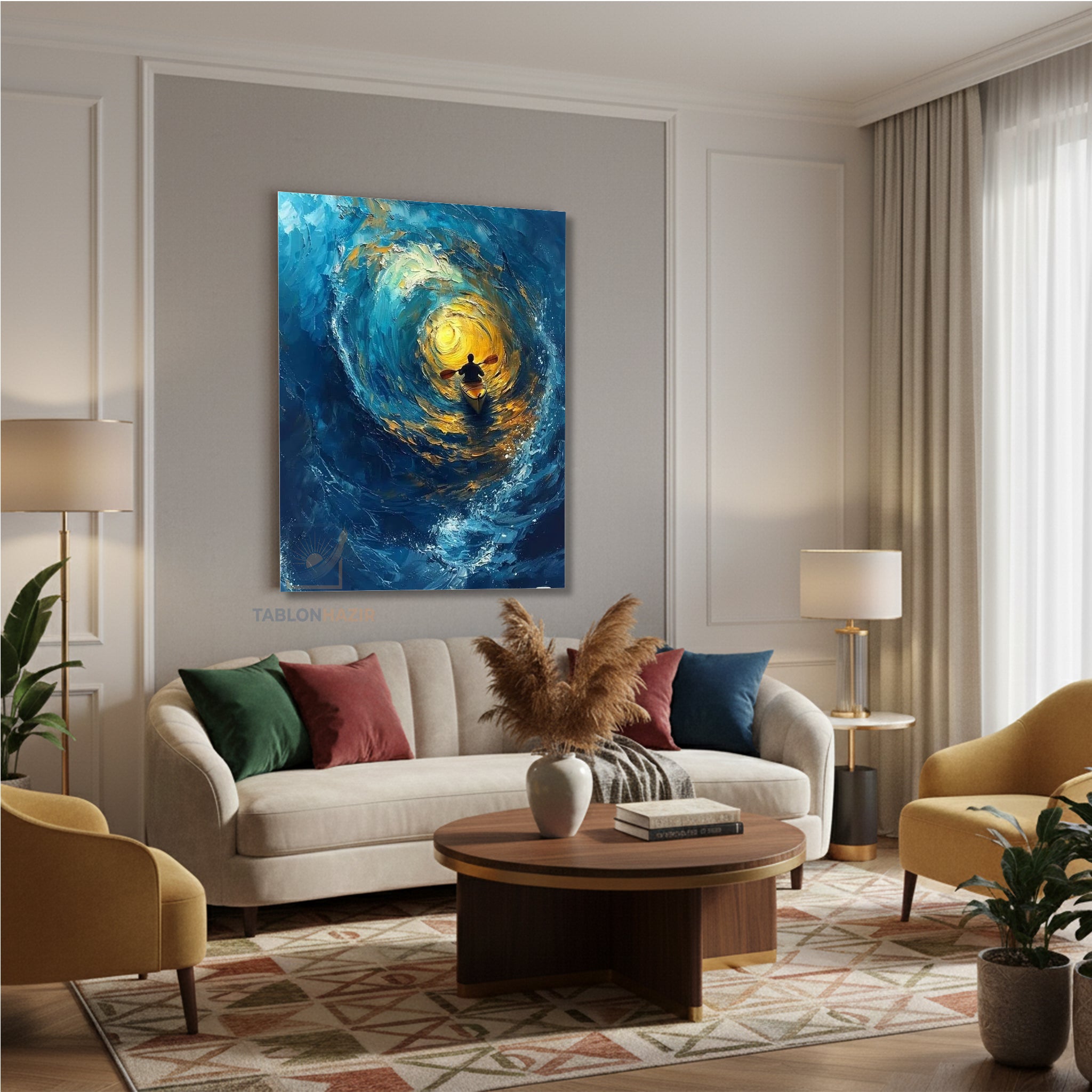 Dikey Kanvas Tablo Salon Duvar Tablosu Surf Manzara Yeni Ev Hediyesi Ofis Tablosu