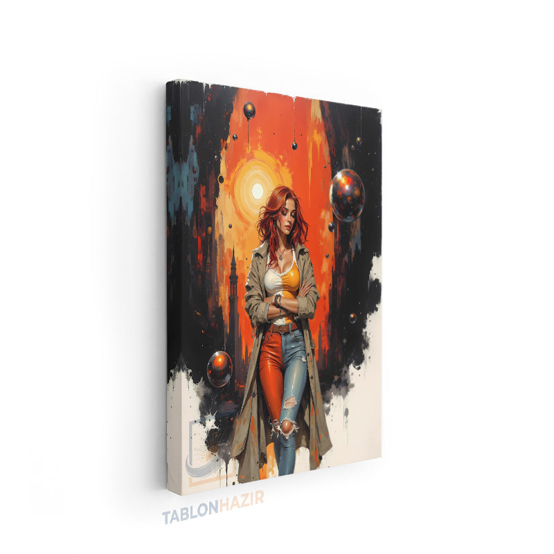 Dikey Kanvas Tablo Salon Duvar Tablosu Tarzkadın Yeni Ev Hediyesi Ofis Tablosu