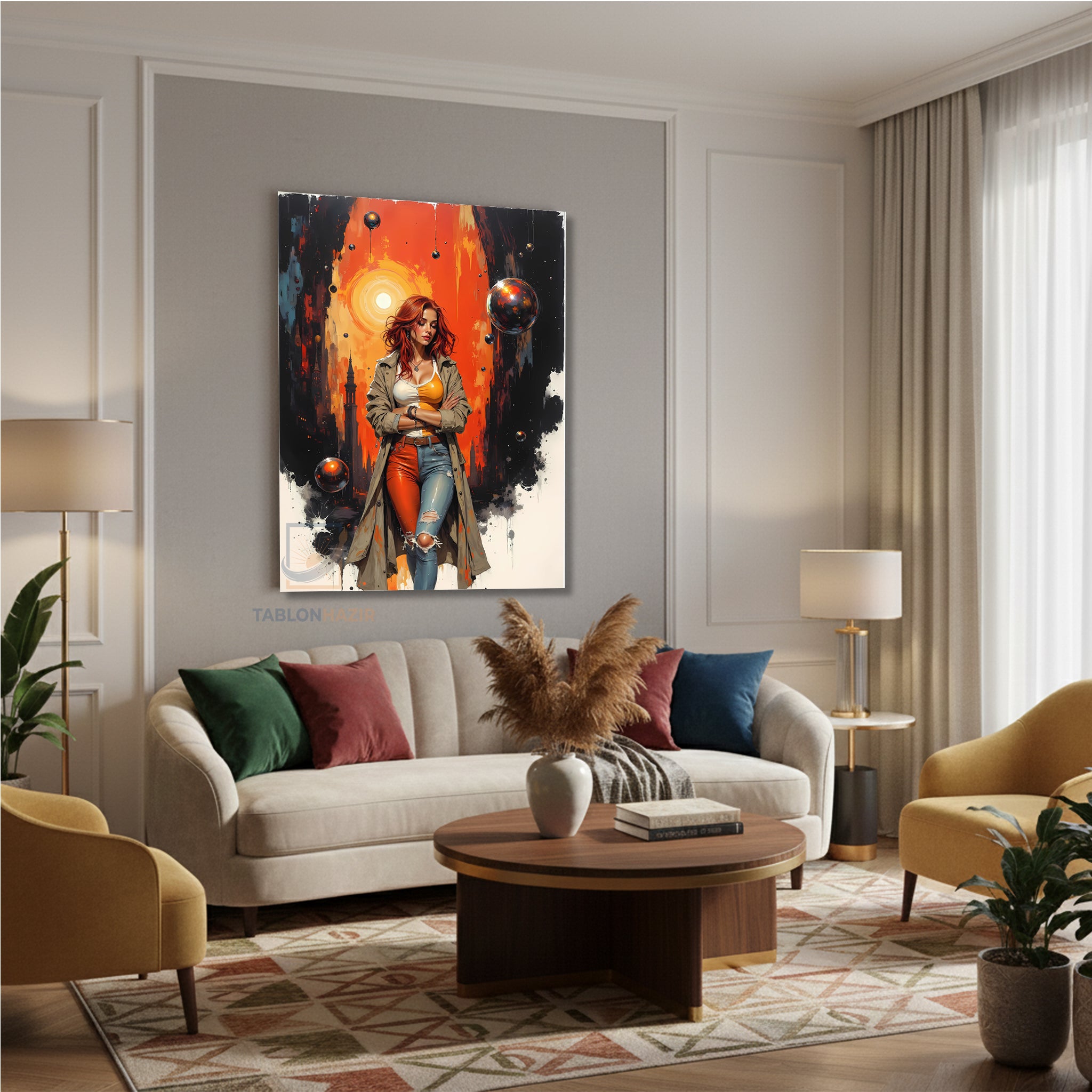 Dikey Kanvas Tablo Salon Duvar Tablosu Tarzkadın Yeni Ev Hediyesi Ofis Tablosu