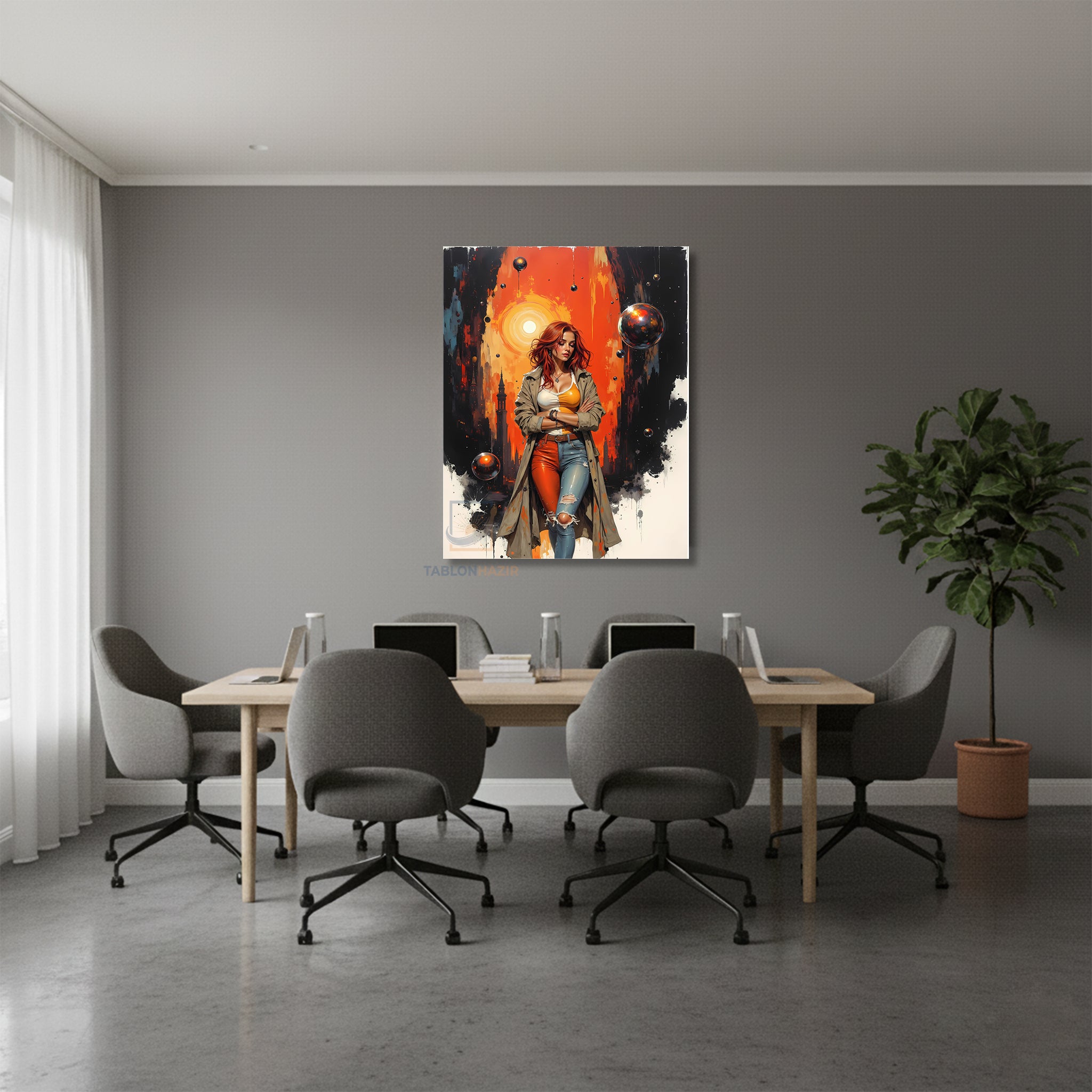 Dikey Kanvas Tablo Salon Duvar Tablosu Tarzkadın Yeni Ev Hediyesi Ofis Tablosu