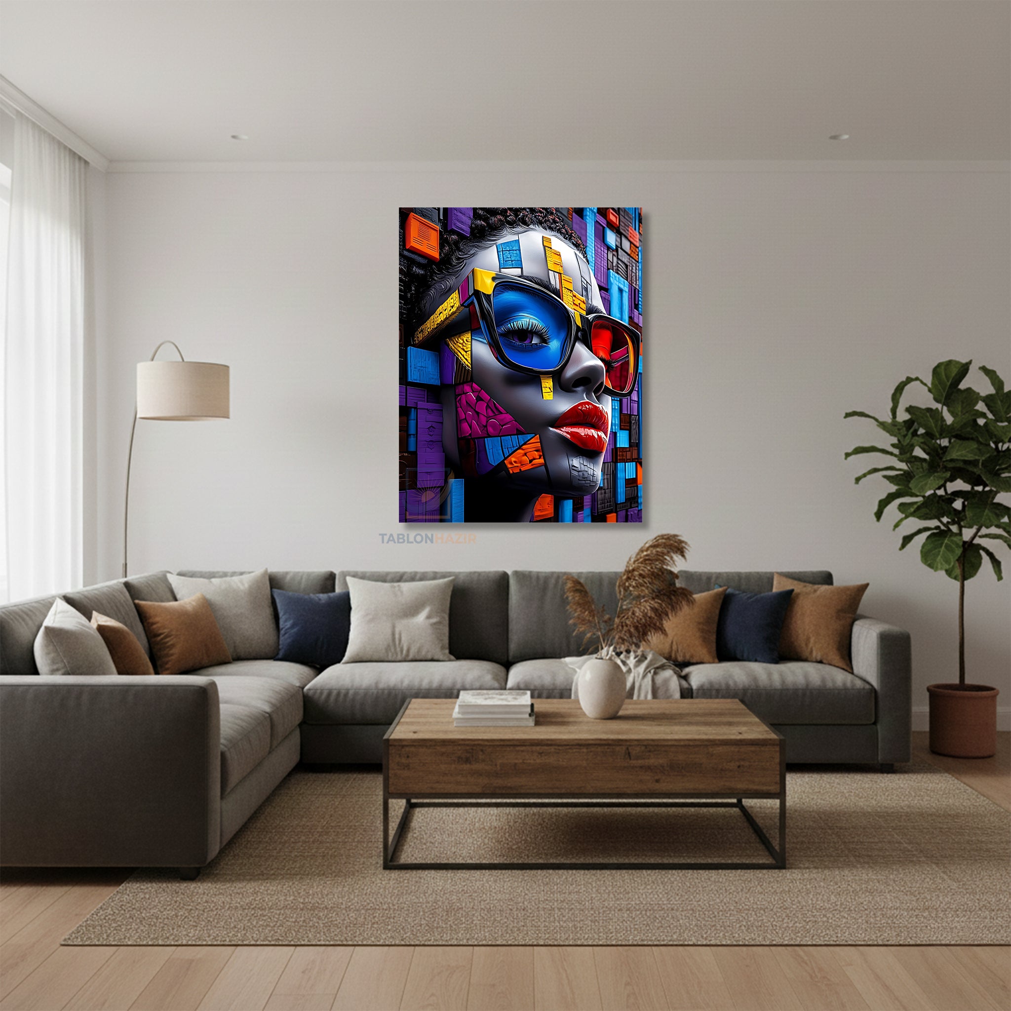 Dikey Kanvas Tablo Salon Duvar Tablosu Tasarımkadıngözlük Yeni Ev Hediyesi Ofis Tablosu