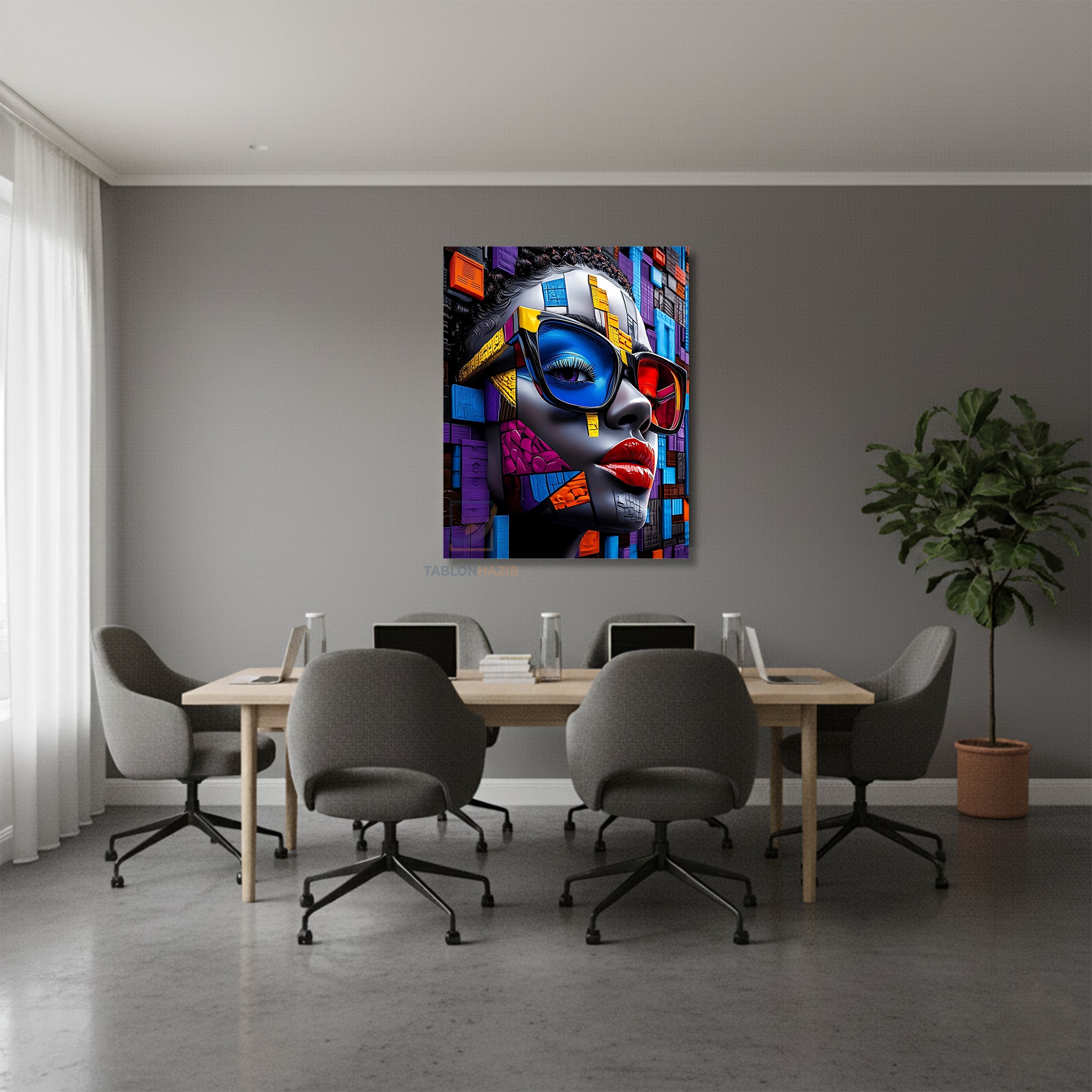 Dikey Kanvas Tablo Salon Duvar Tablosu Tasarımkadıngözlük Yeni Ev Hediyesi Ofis Tablosu