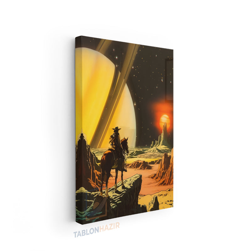 Dikey Kanvas Tablo Salon Duvar Tablosu Uzayli Kovboy Yeni Ev Hediyesi Ofis Tablosu