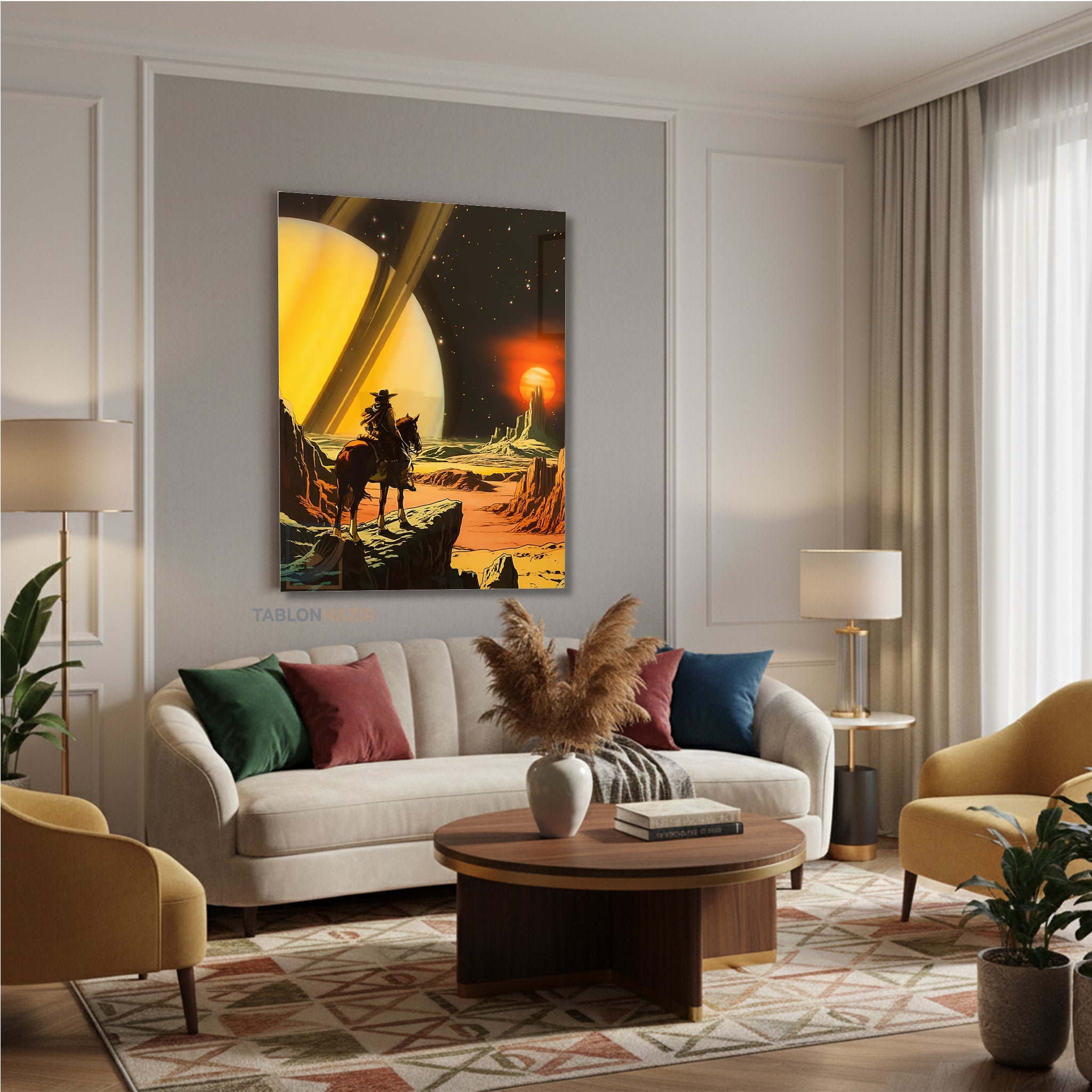 Dikey Kanvas Tablo Salon Duvar Tablosu Uzayli Kovboy Yeni Ev Hediyesi Ofis Tablosu