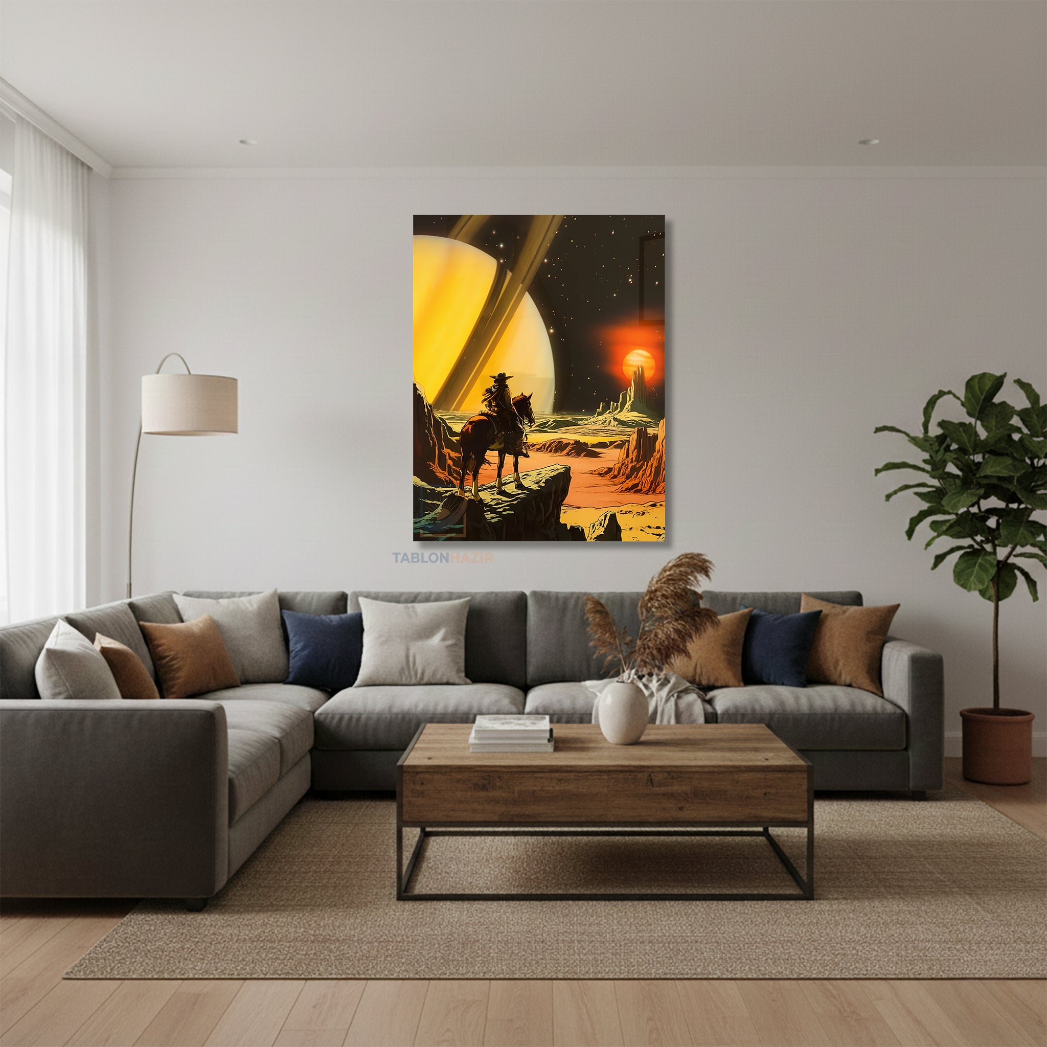 Dikey Kanvas Tablo Salon Duvar Tablosu Uzayli Kovboy Yeni Ev Hediyesi Ofis Tablosu