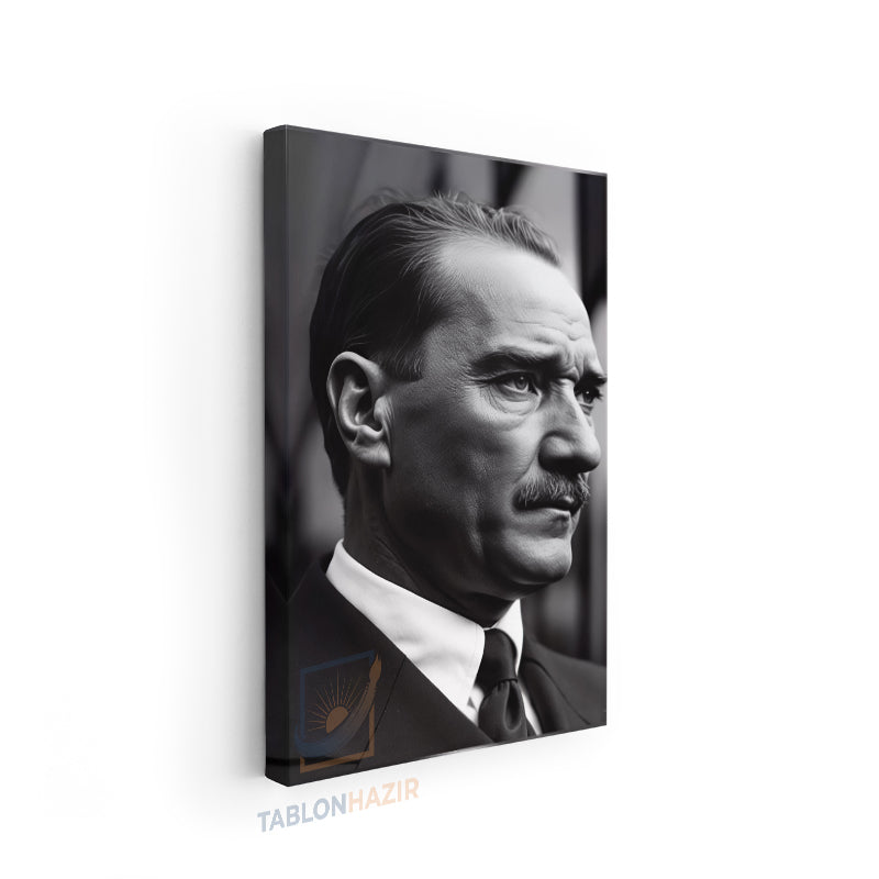 Dikey Kanvas Tablo Salon Duvar Tablosu Yandan Sb Portre Atatürk Yeni Ev Hediyesi Ofis Tablosu