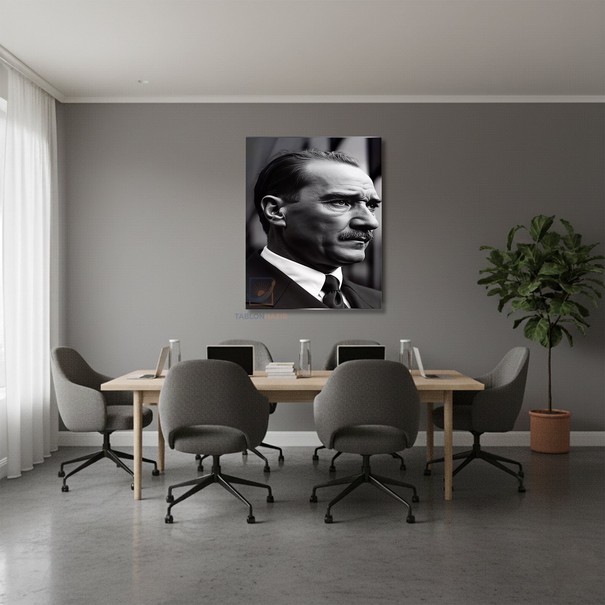 Dikey Kanvas Tablo Salon Duvar Tablosu Yandan Sb Portre Atatürk Yeni Ev Hediyesi Ofis Tablosu