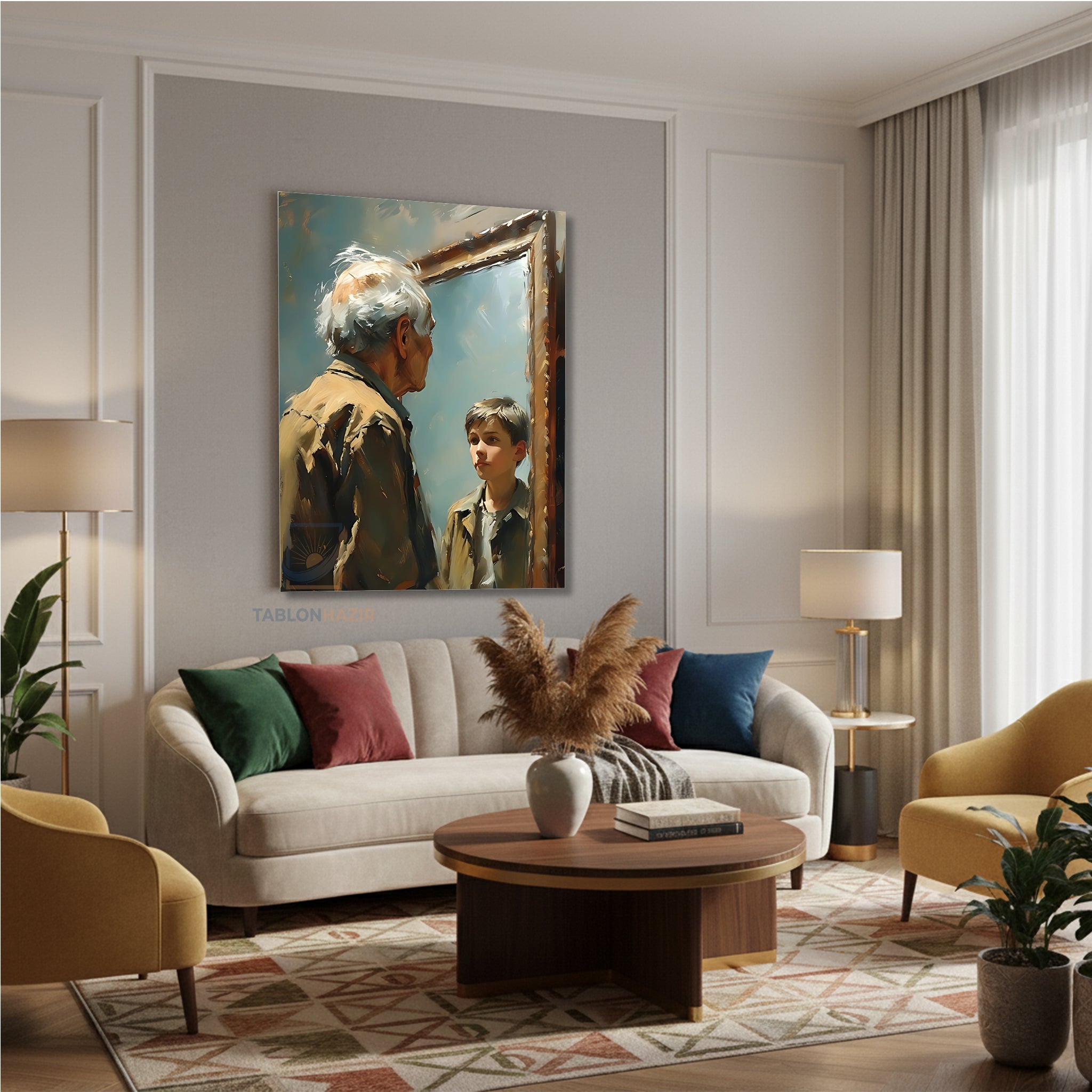 Dikey Kanvas Tablo Salon Duvar Tablosu Yaşlıgenç Yeni Ev Hediyesi Ofis Tablosu