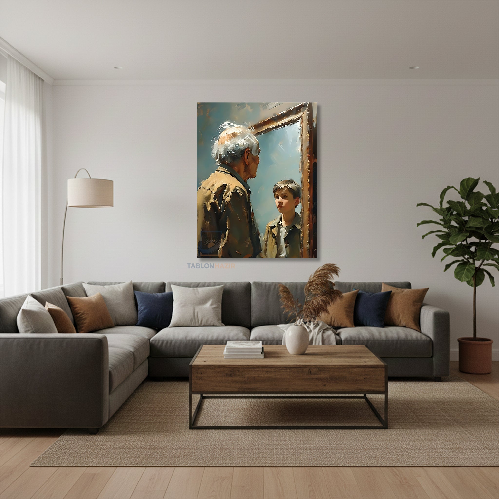 Dikey Kanvas Tablo Salon Duvar Tablosu Yaşlıgenç Yeni Ev Hediyesi Ofis Tablosu