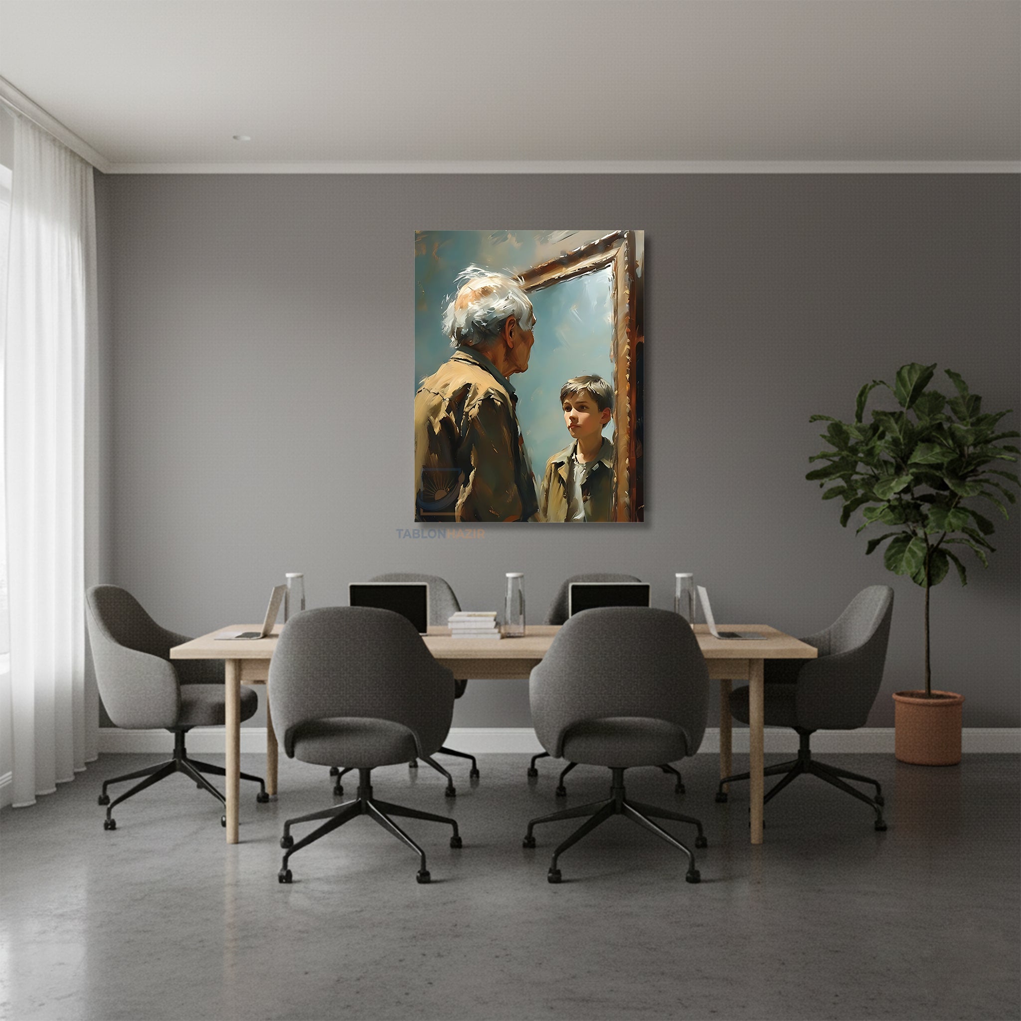 Dikey Kanvas Tablo Salon Duvar Tablosu Yaşlıgenç Yeni Ev Hediyesi Ofis Tablosu