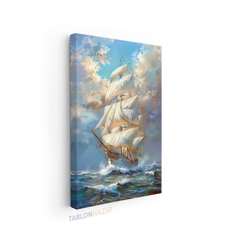 Dikey Kanvas Tablo Salon Duvar Tablosu Yelkenli Açıkdeniz Yeni Ev Hediyesi Ofis Tablosu